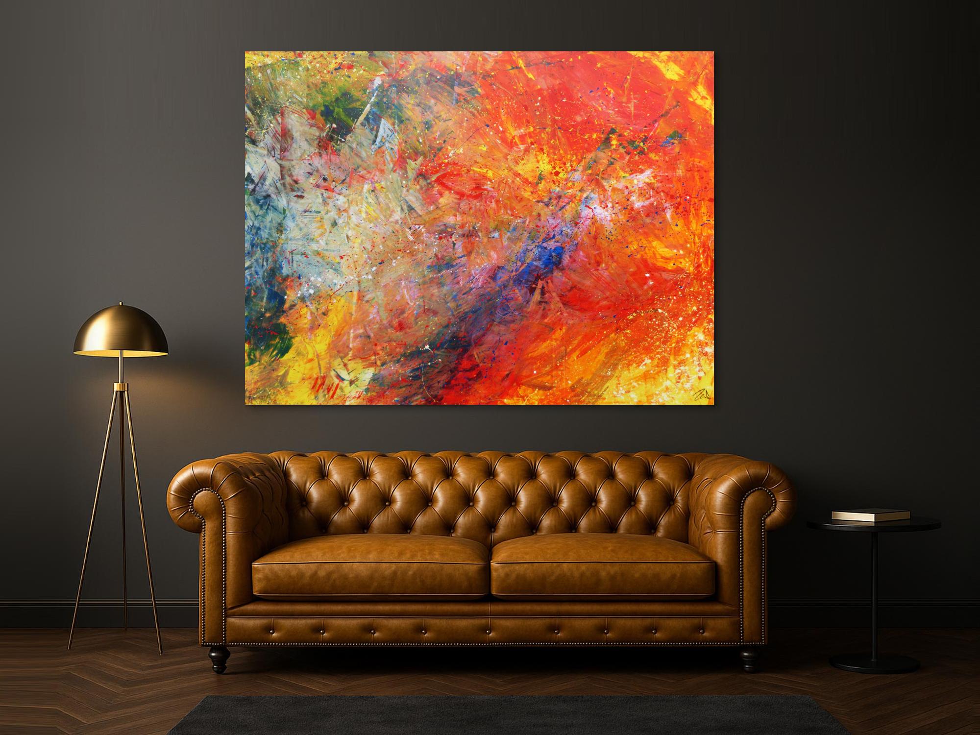 Abstraktes Acrylbild sehr bunt modern luxus