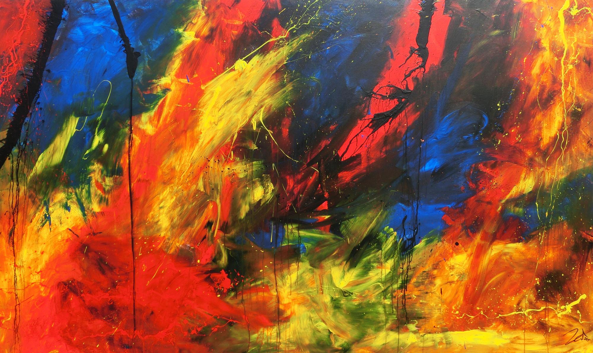 XXL Acrylbild abstrakt bunt mit vielen Farben modern