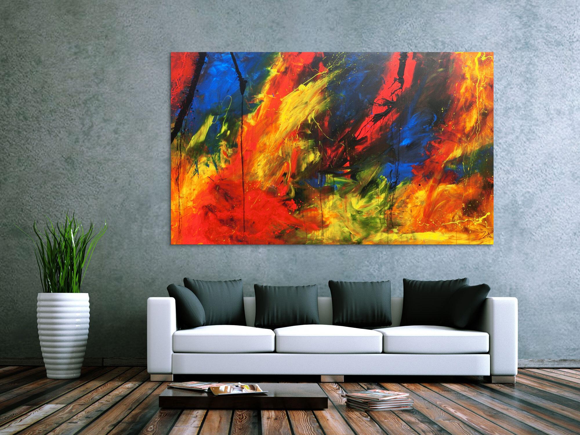 XXL Acrylbild abstrakt bunt mit vielen Farben modern