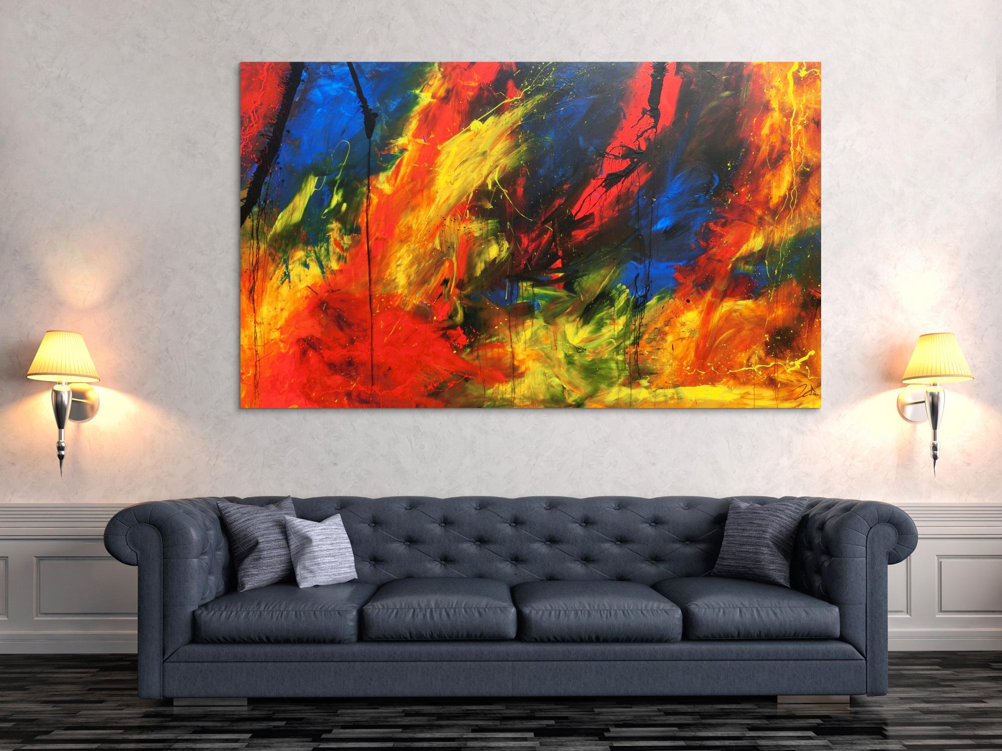 XXL Acrylbild abstrakt bunt mit vielen Farben modern