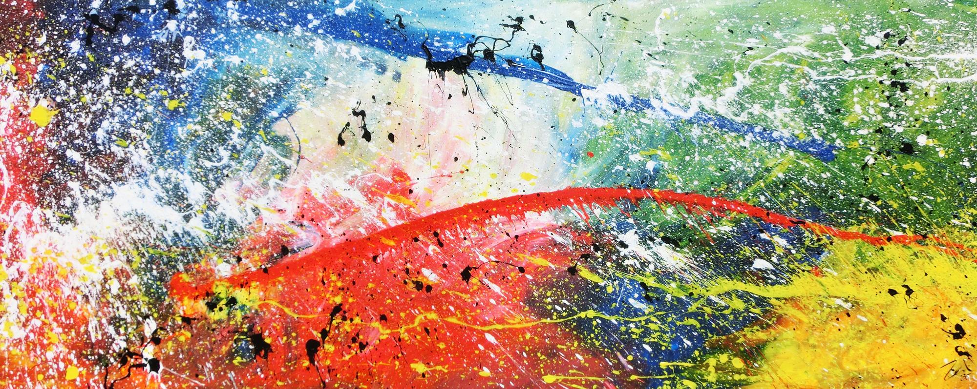 Modernes Acrylbild abstrakt weiß brau rot
