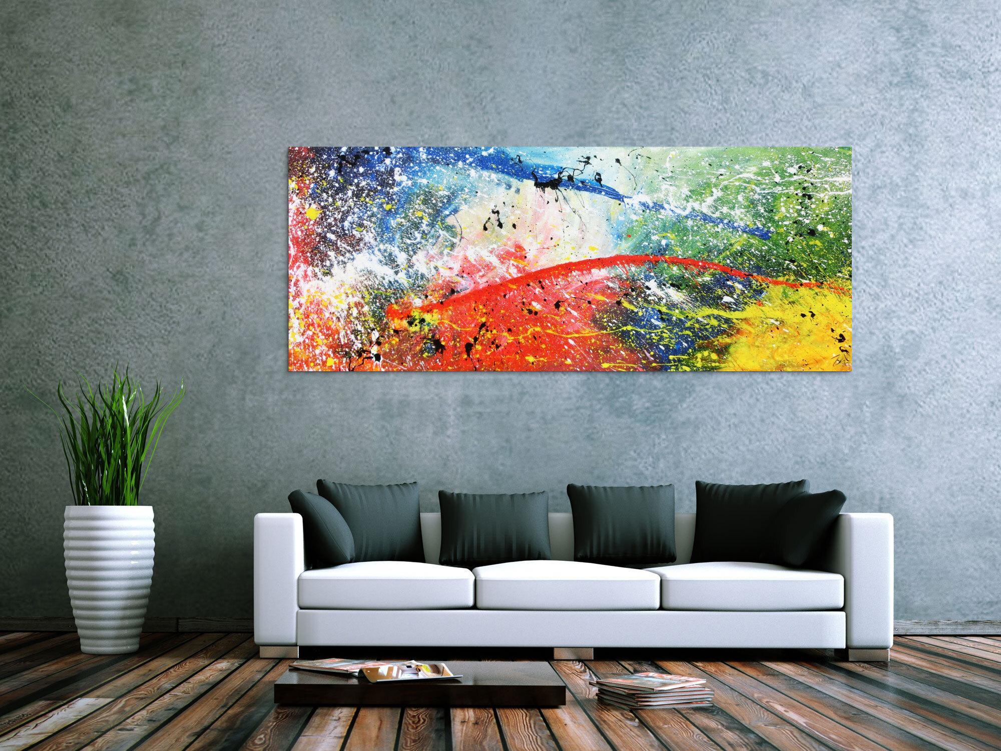 Modernes Acrylbild abstrakt weiß brau rot