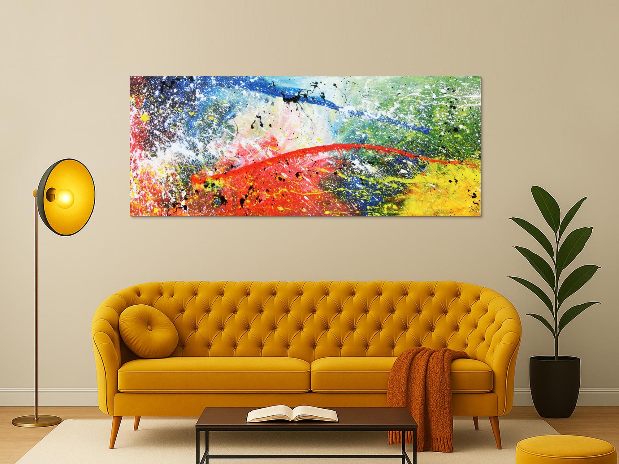 Modernes Acrylbild abstrakt weiß brau rot