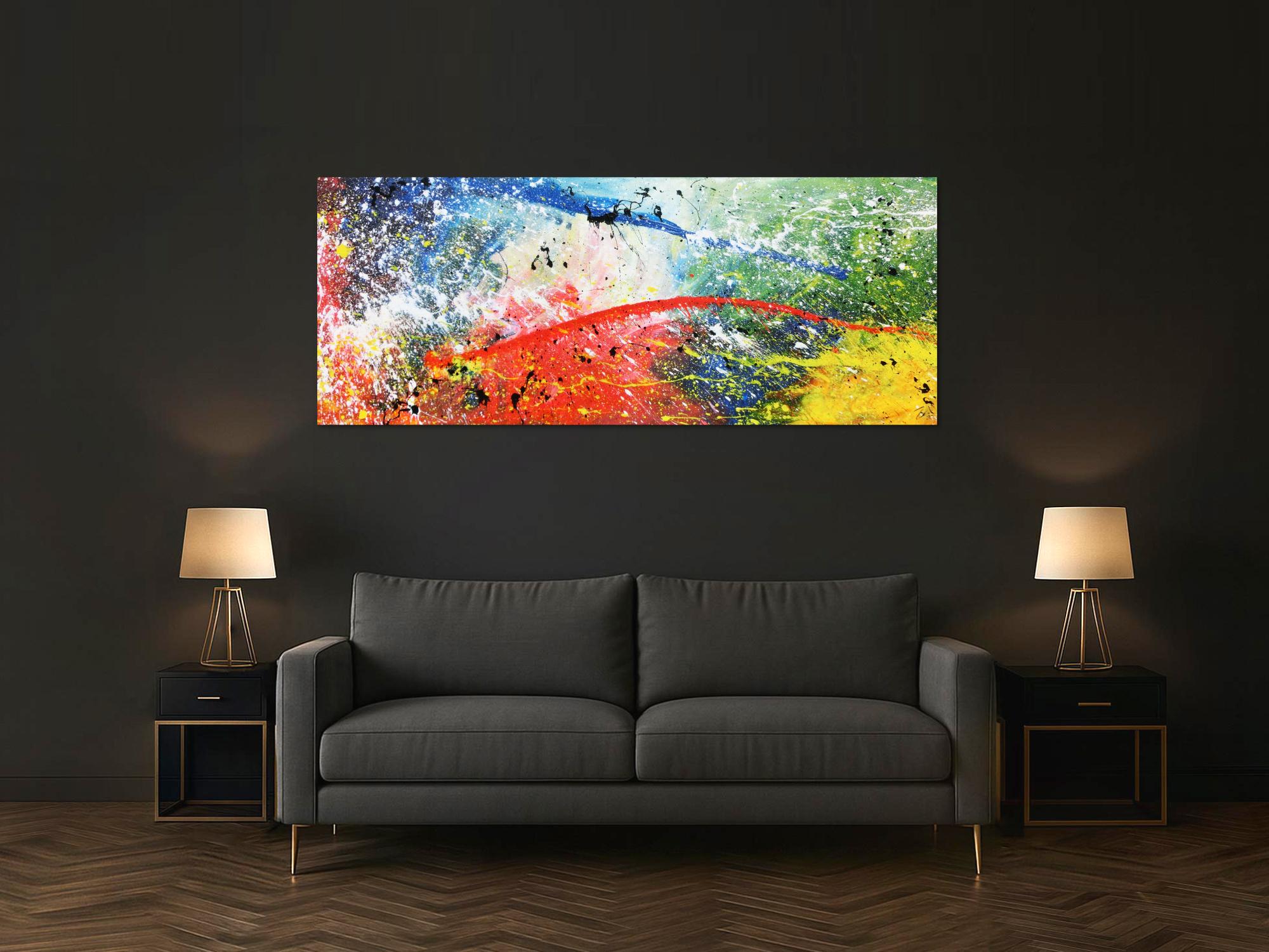 Modernes Acrylbild abstrakt weiß brau rot