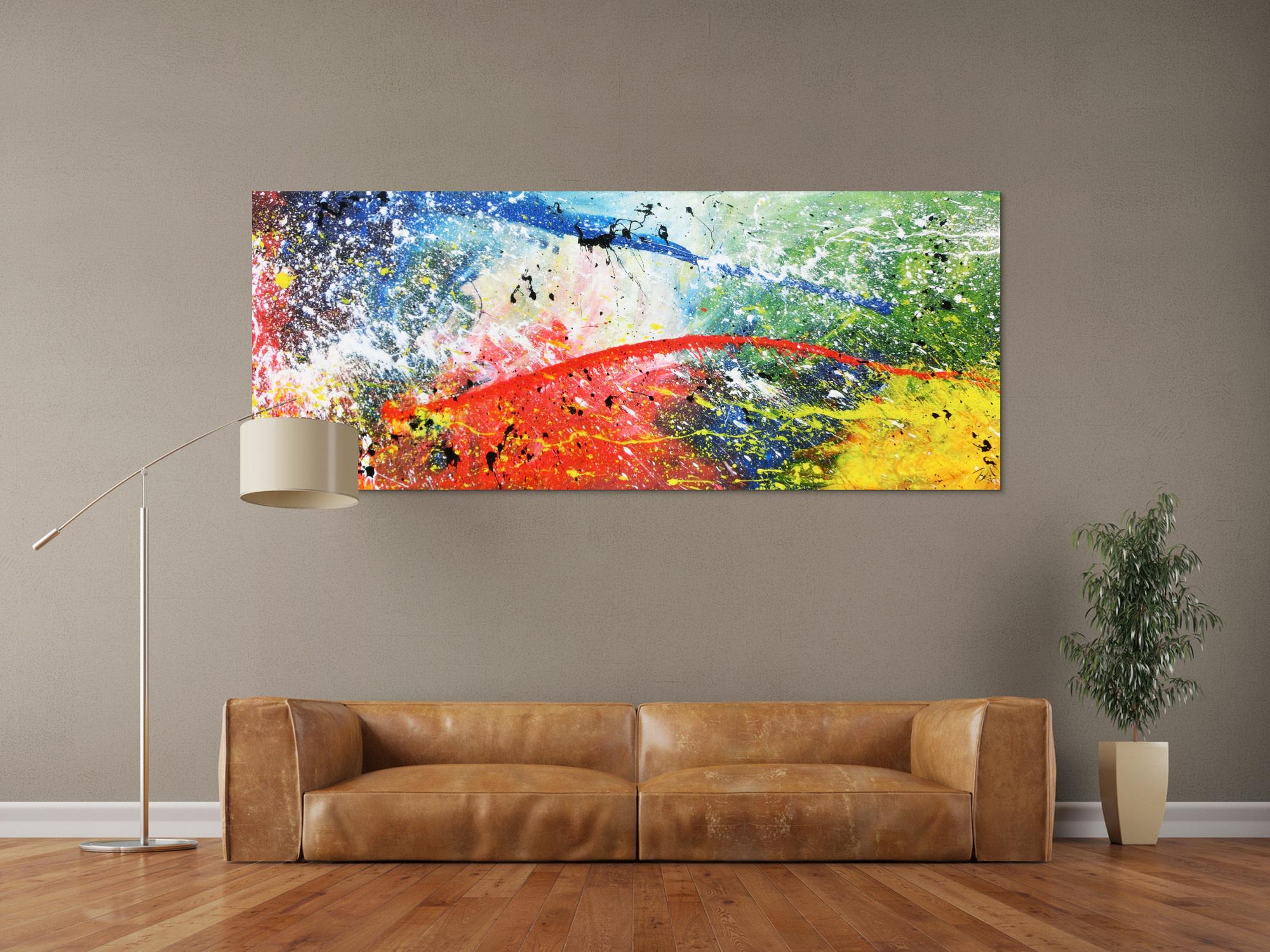 Modernes Acrylbild abstrakt weiß brau rot