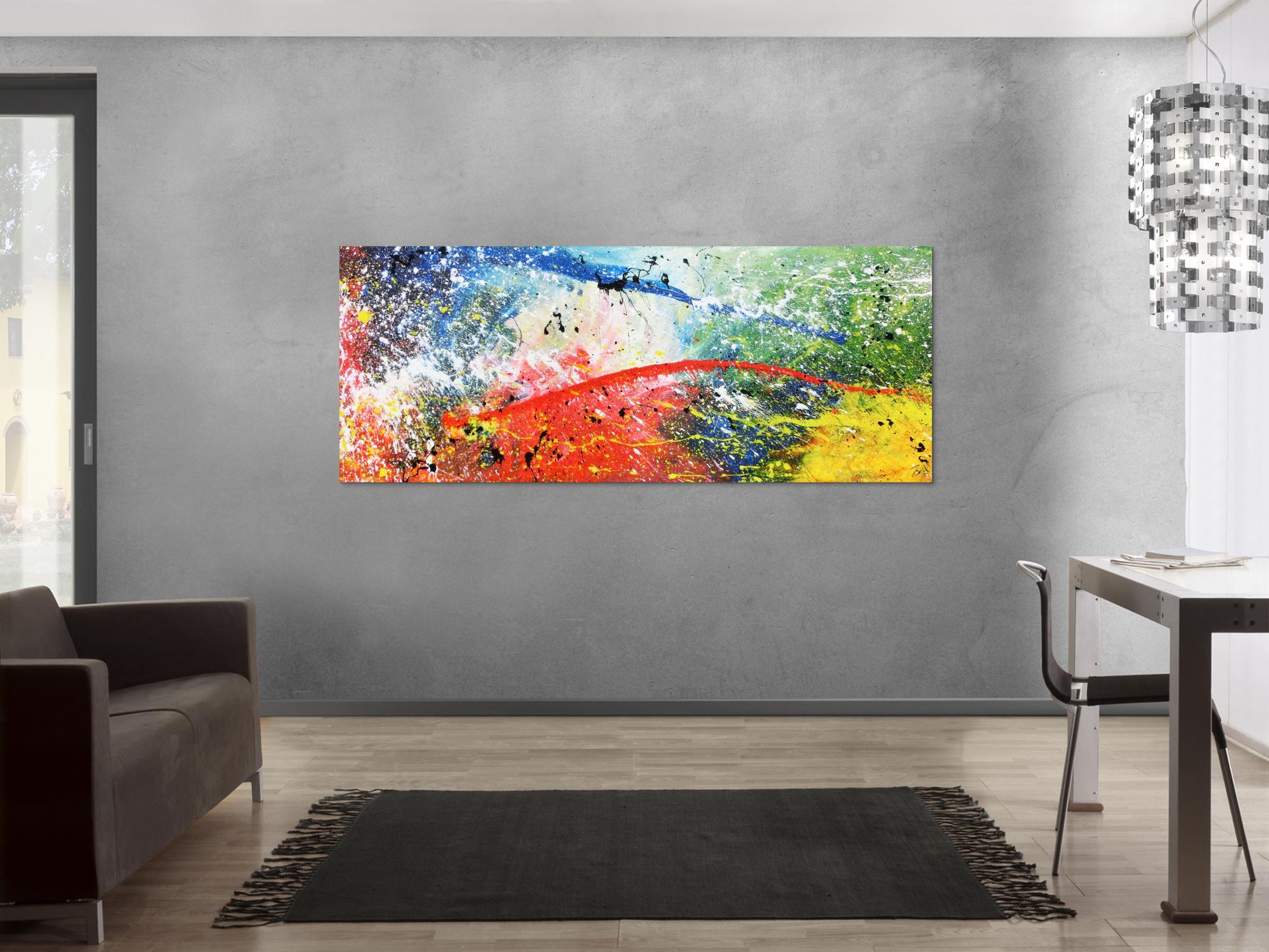 Modernes Acrylbild abstrakt weiß brau rot