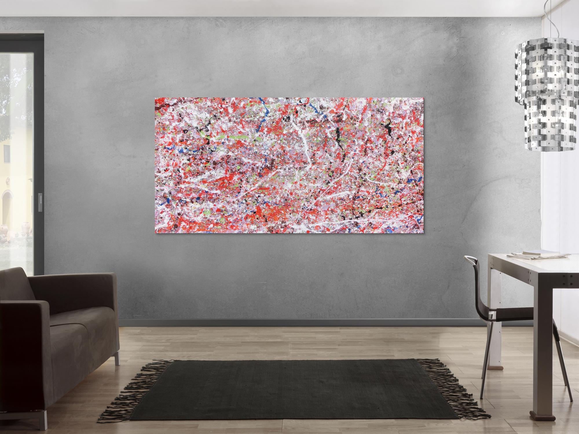 Abstraktes Acrylbild modern rote Farben