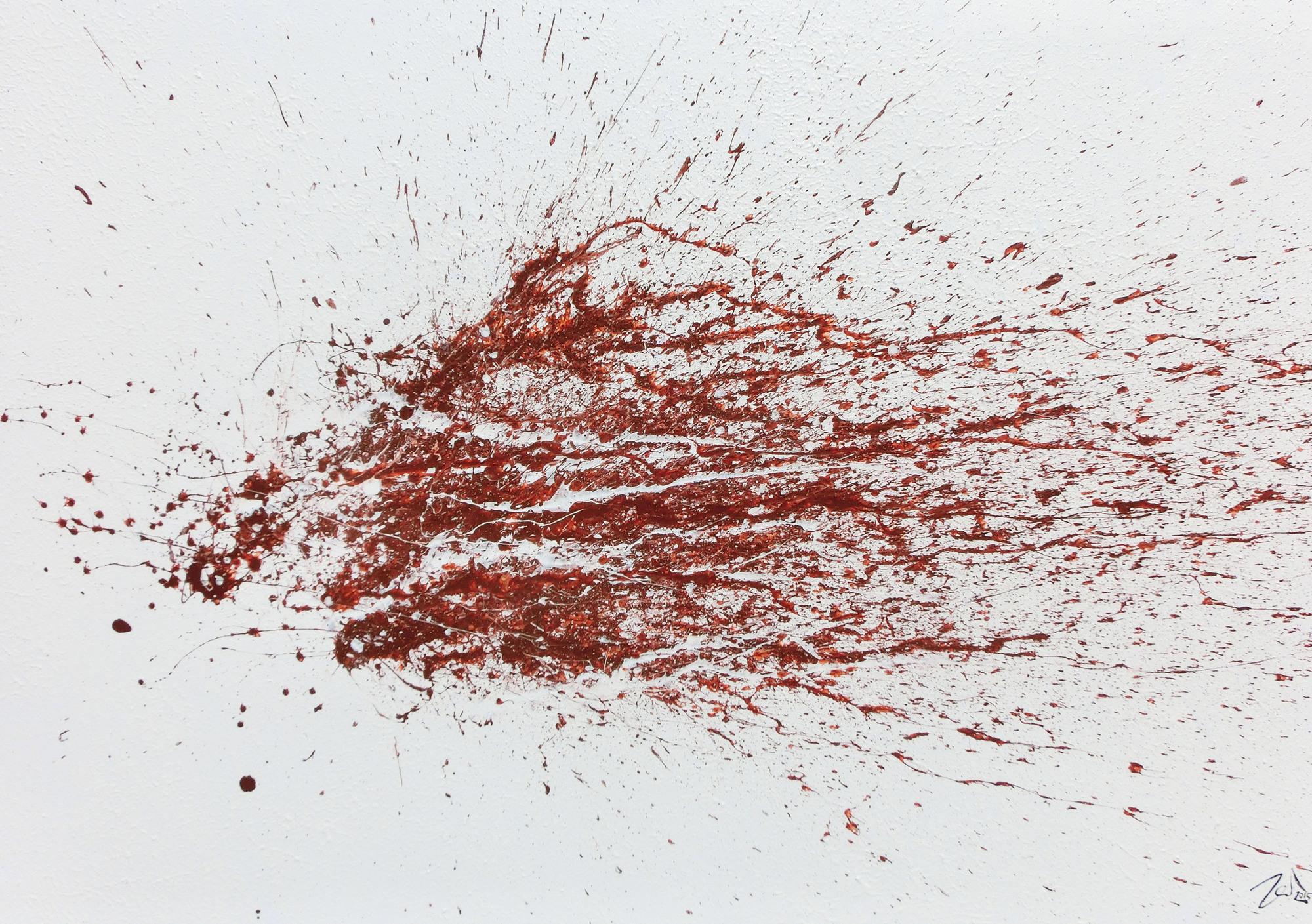 Modernes Acrylbild schlicht abstrakt Spritzer weiß braun