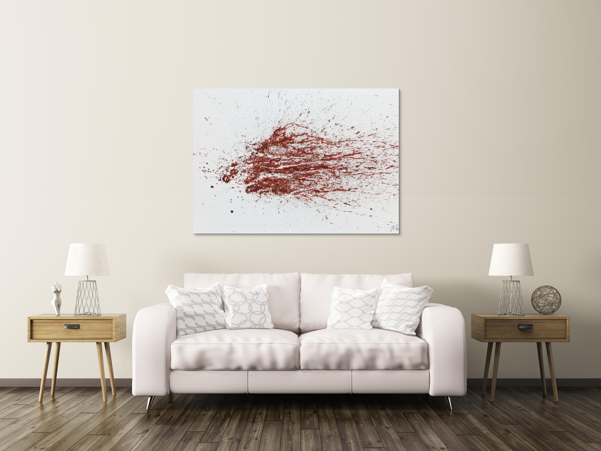 Modernes Acrylbild schlicht abstrakt Spritzer weiß braun