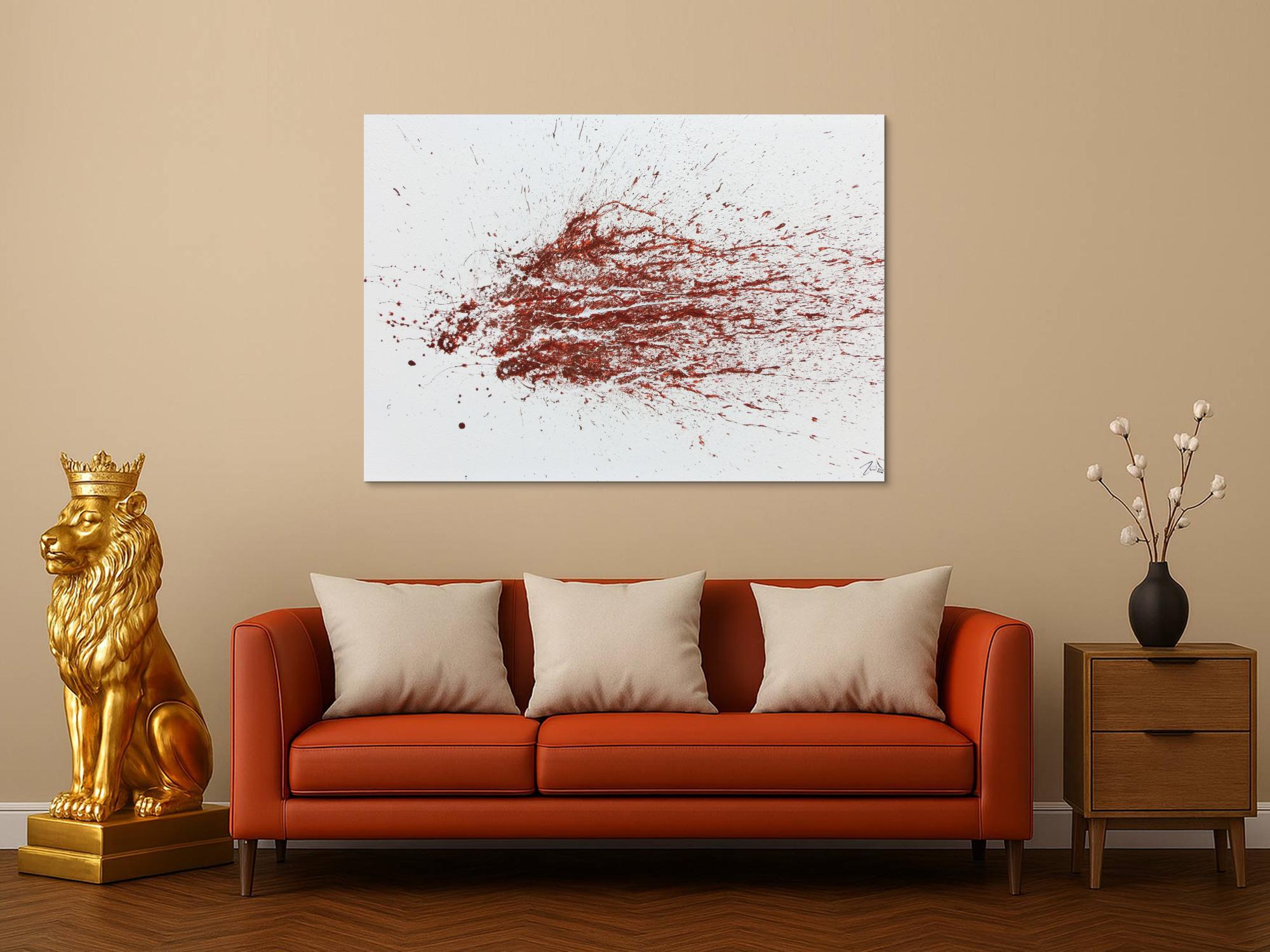 Modernes Acrylbild schlicht abstrakt Spritzer weiß braun