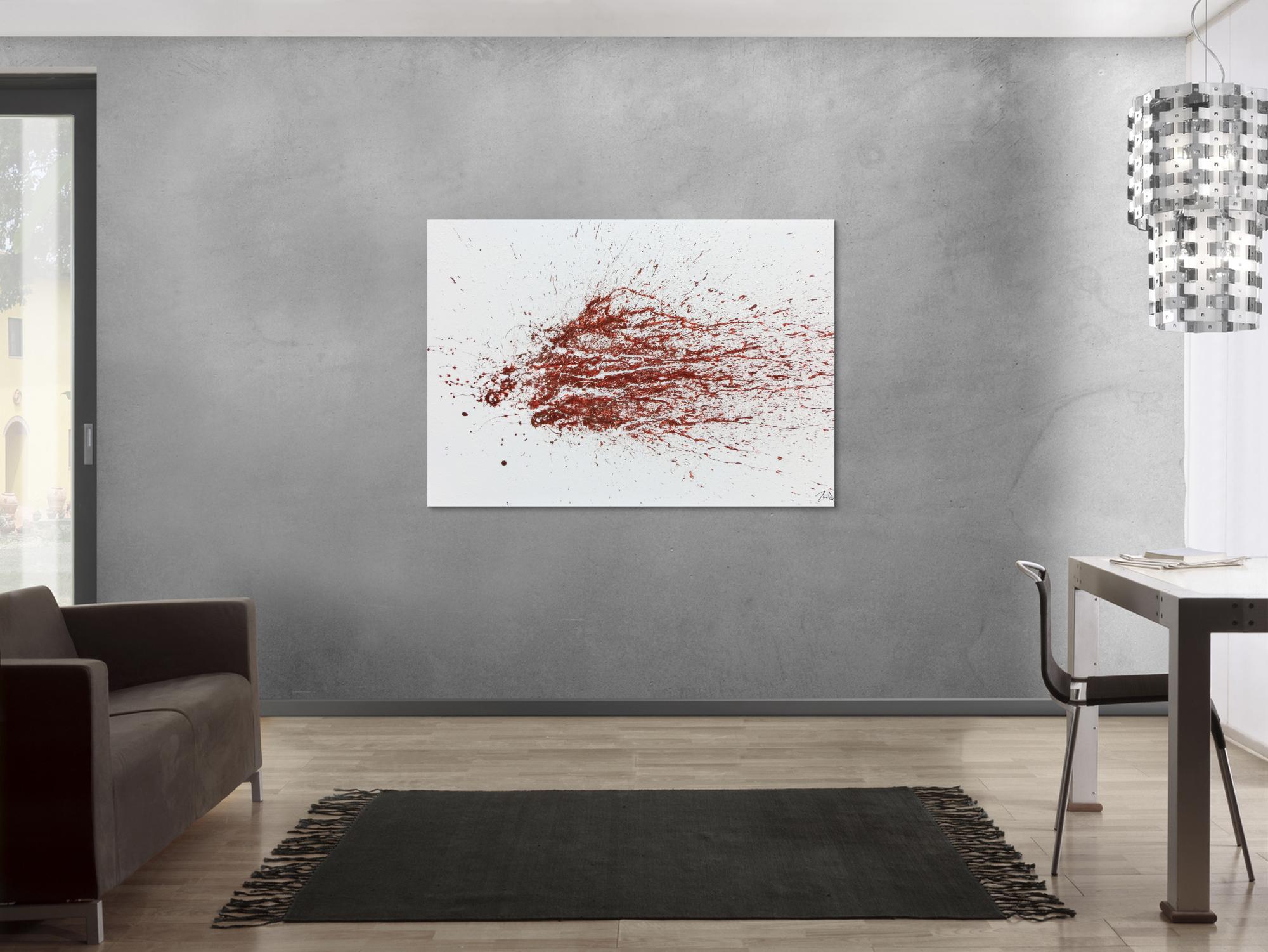 Modernes Acrylbild schlicht abstrakt Spritzer weiß braun