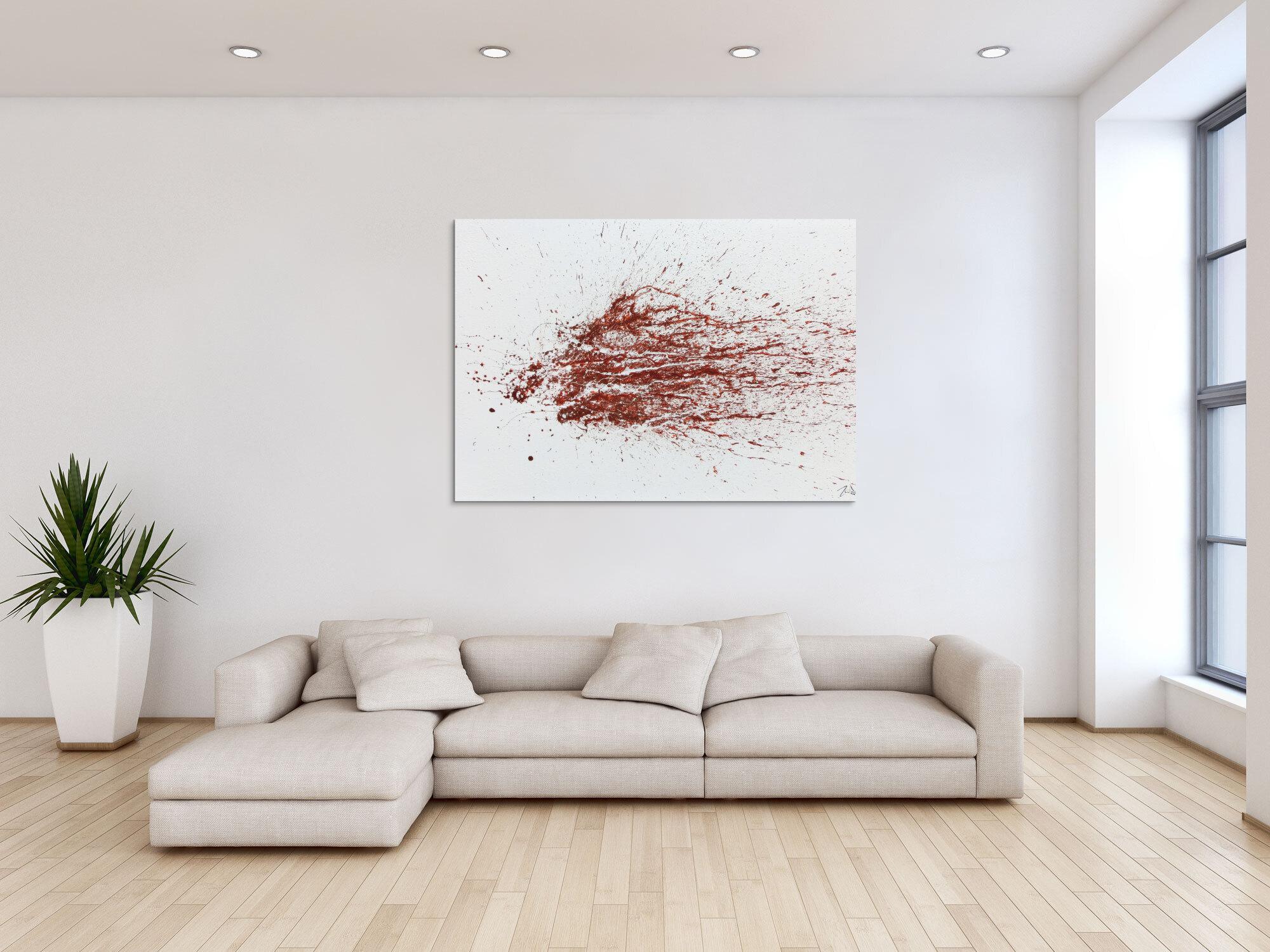 Modernes Acrylbild schlicht abstrakt Spritzer weiß braun