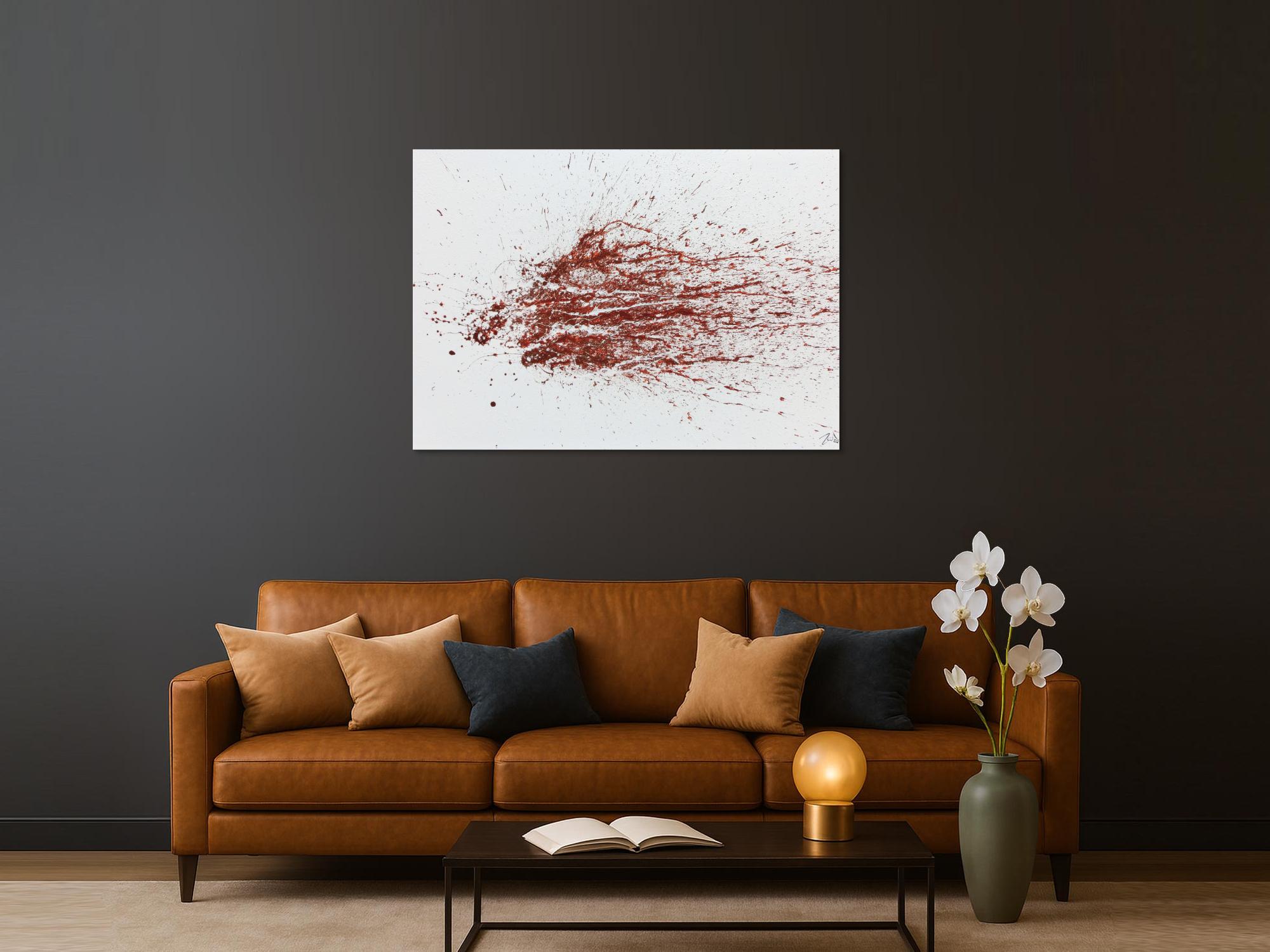 Modernes Acrylbild schlicht abstrakt Spritzer weiß braun