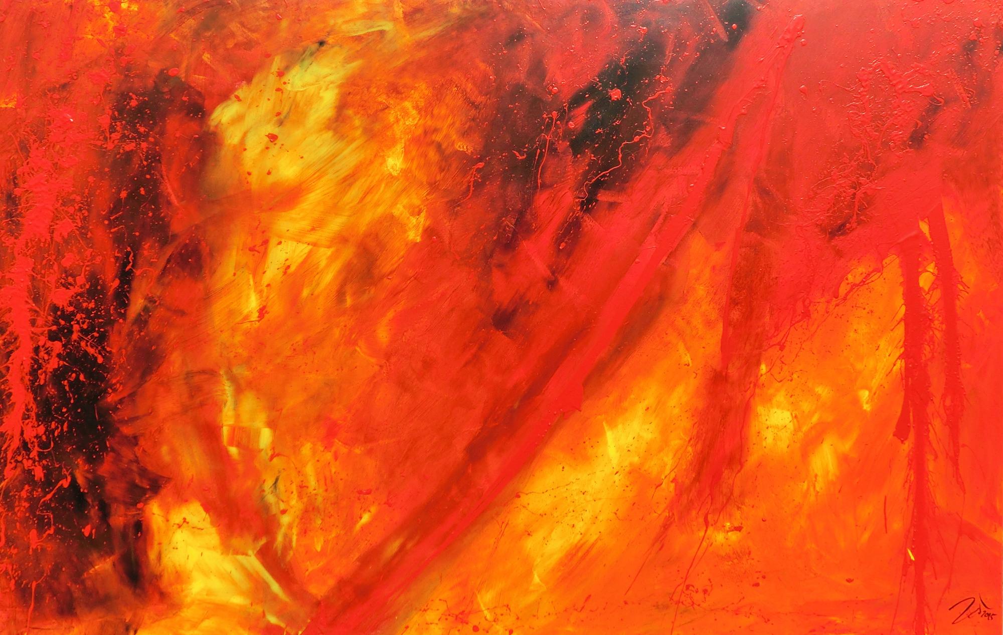 Oranges abstraktes Acrylbild rote Farben modern