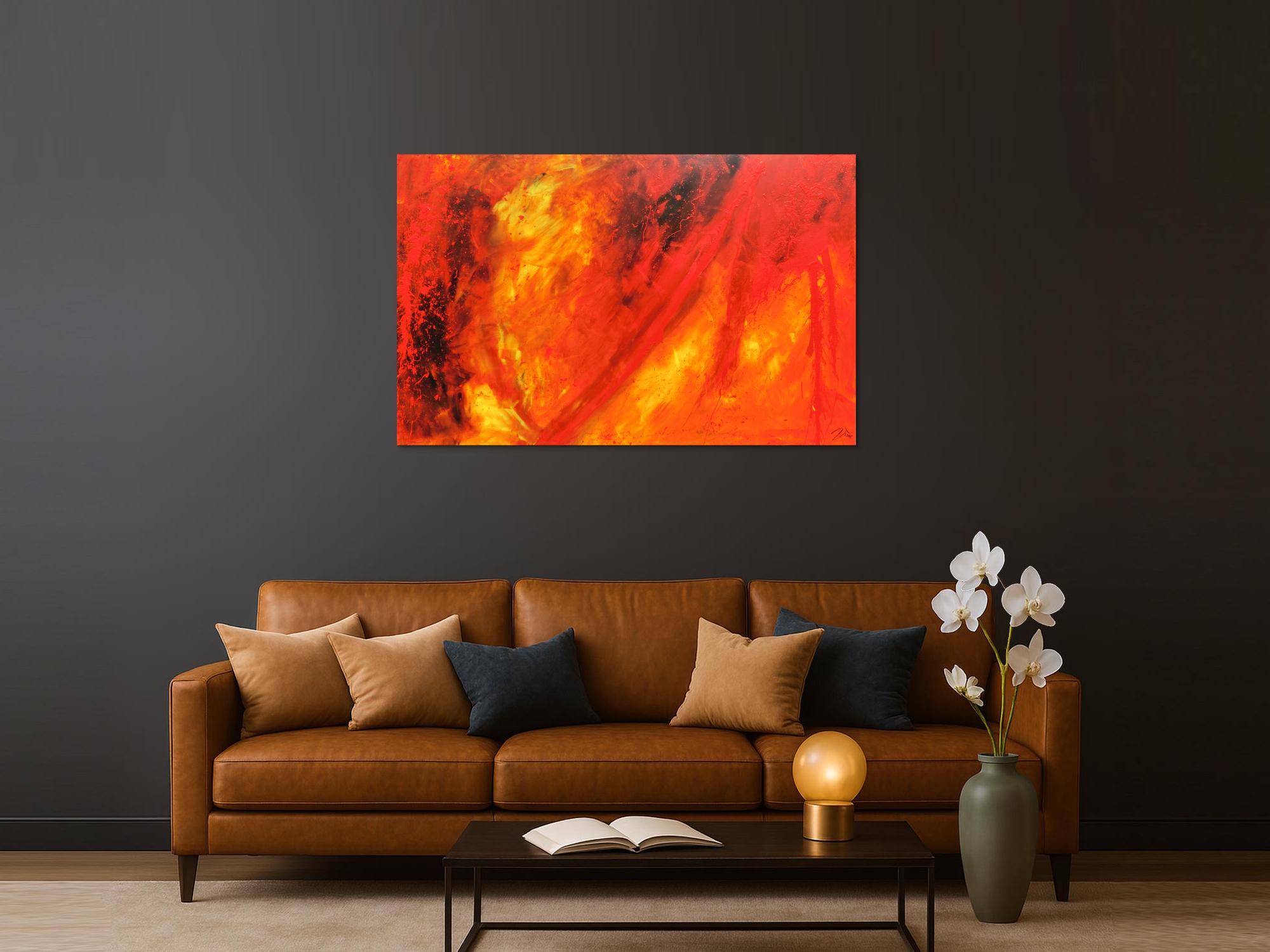 Oranges abstraktes Acrylbild rote Farben modern