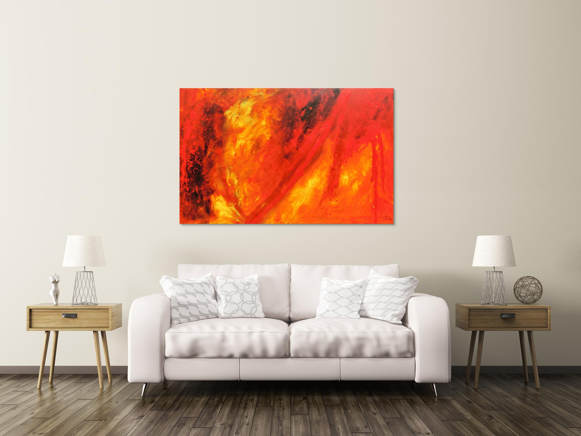 Oranges abstraktes Acrylbild rote Farben modern