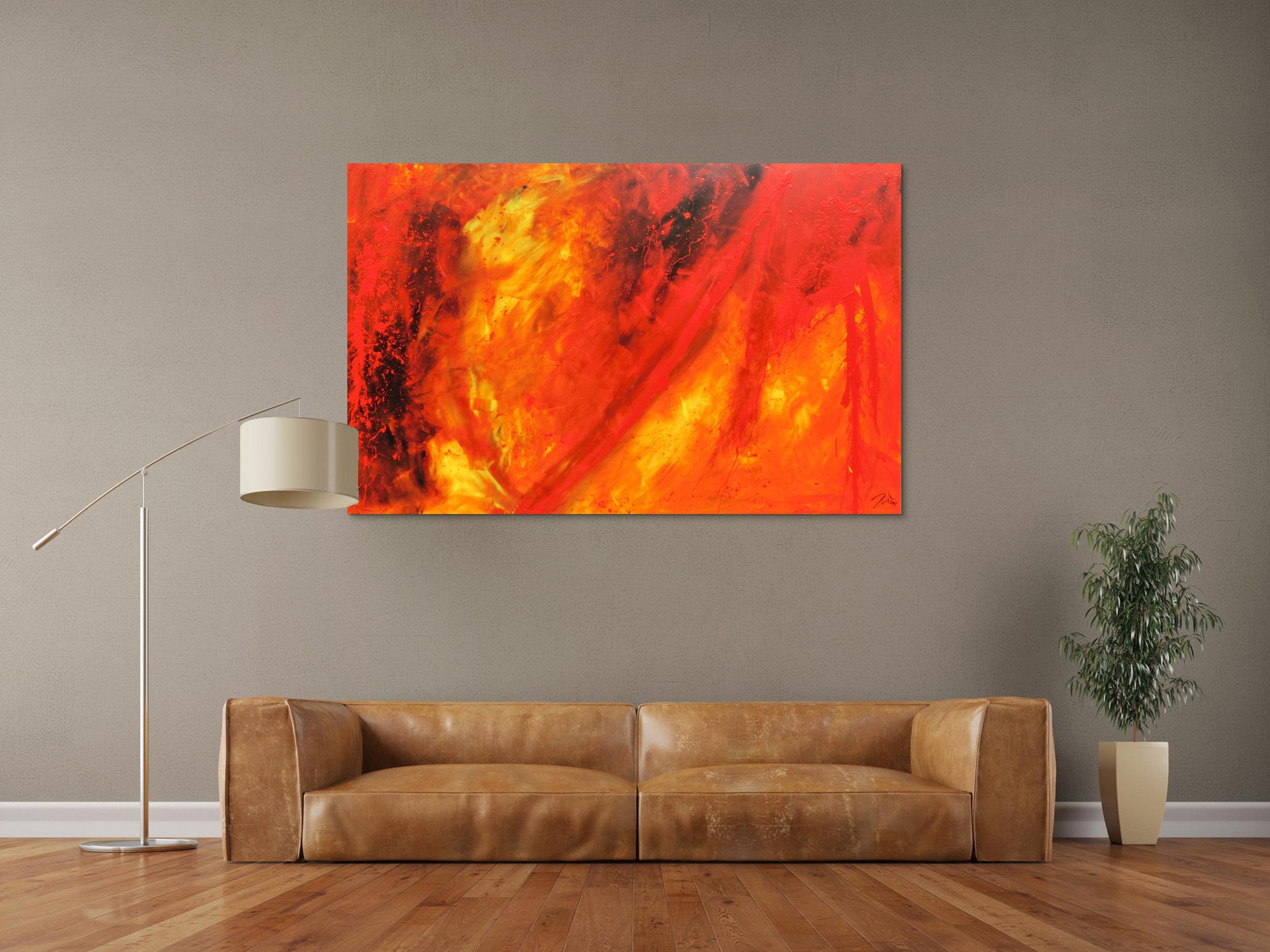 Oranges abstraktes Acrylbild rote Farben modern