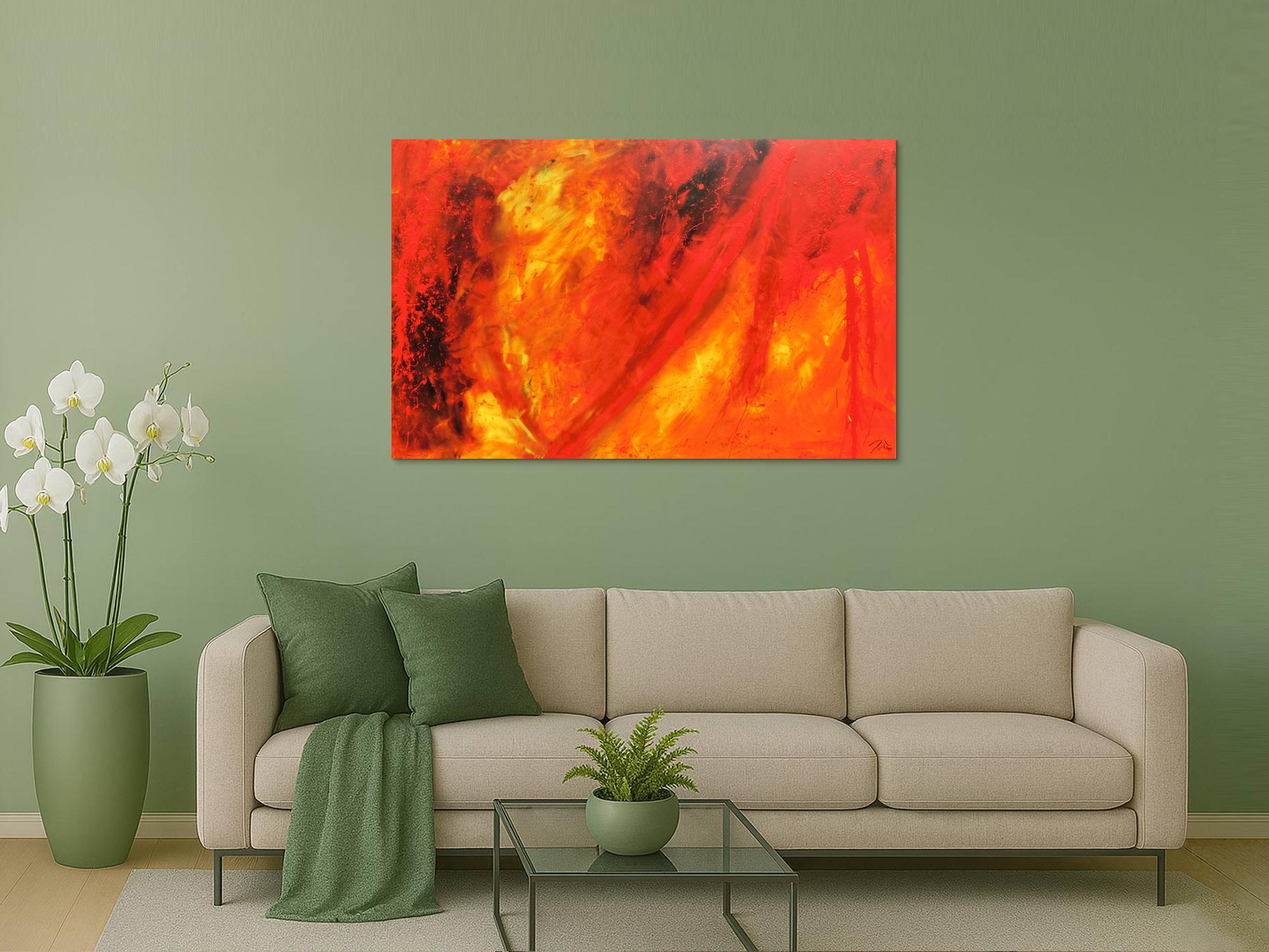 Oranges abstraktes Acrylbild rote Farben modern