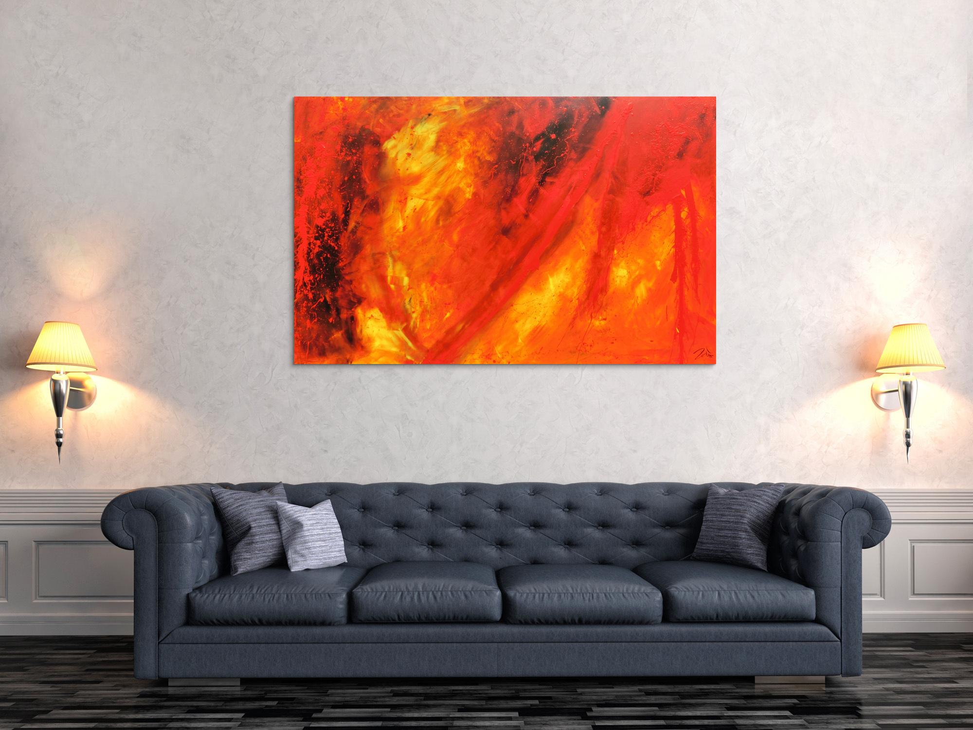 Oranges abstraktes Acrylbild rote Farben modern