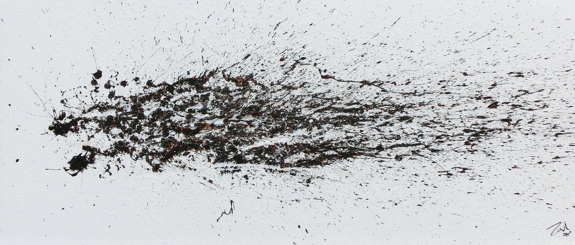 Schlichtes Acrylbild abstrakt modern weiß braun