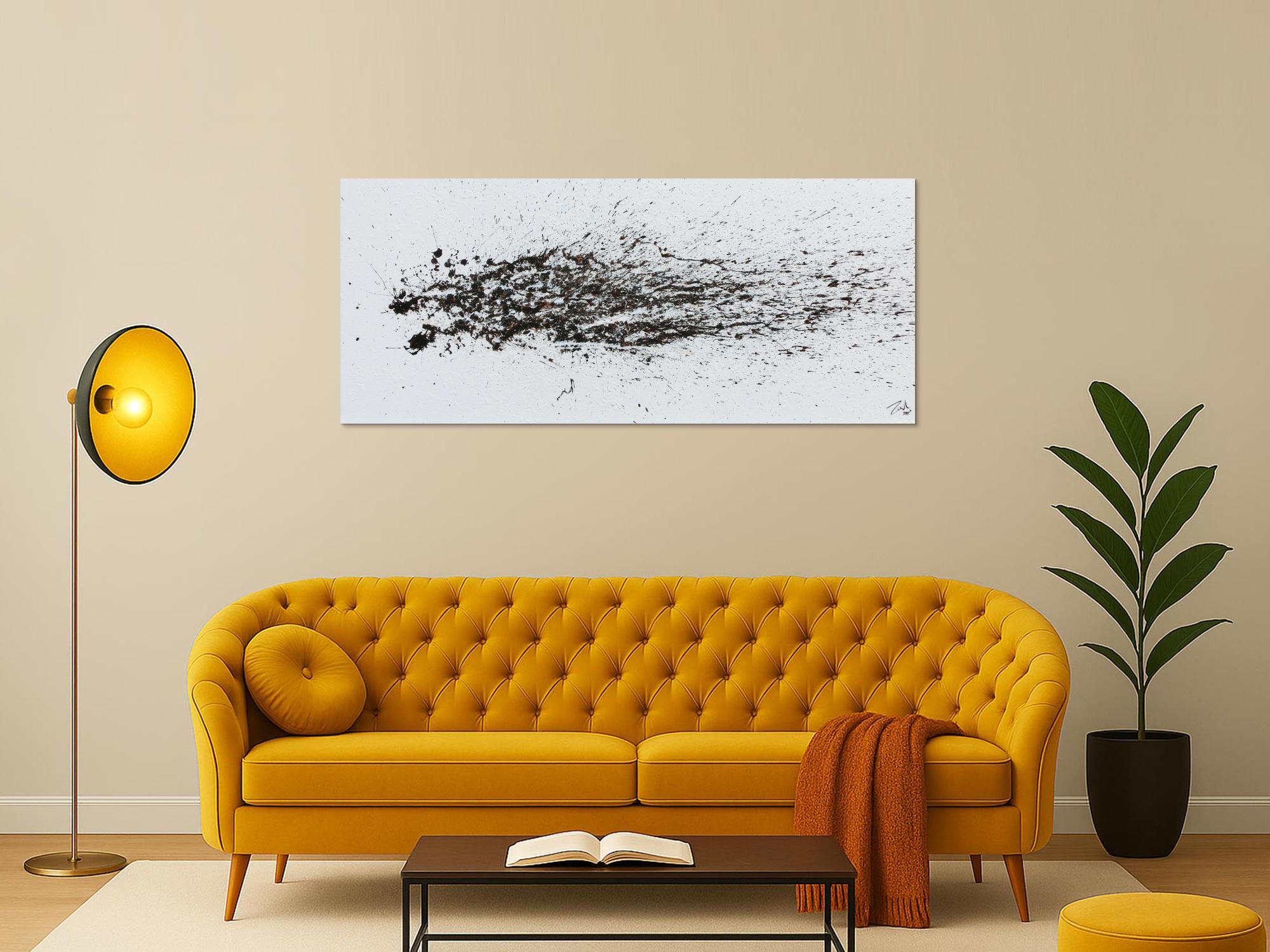 Schlichtes Acrylbild abstrakt modern weiß braun