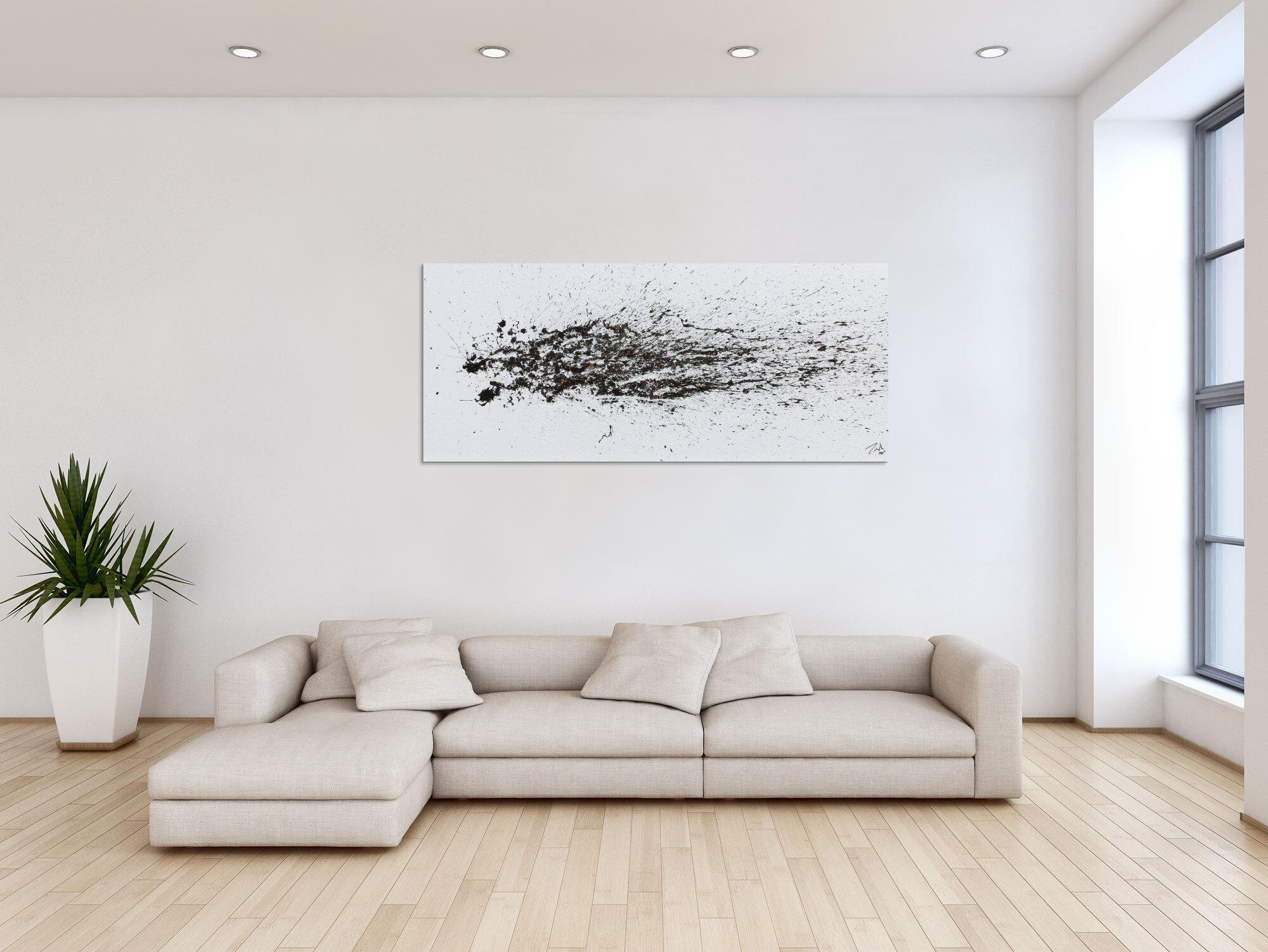 Schlichtes Acrylbild abstrakt modern weiß braun