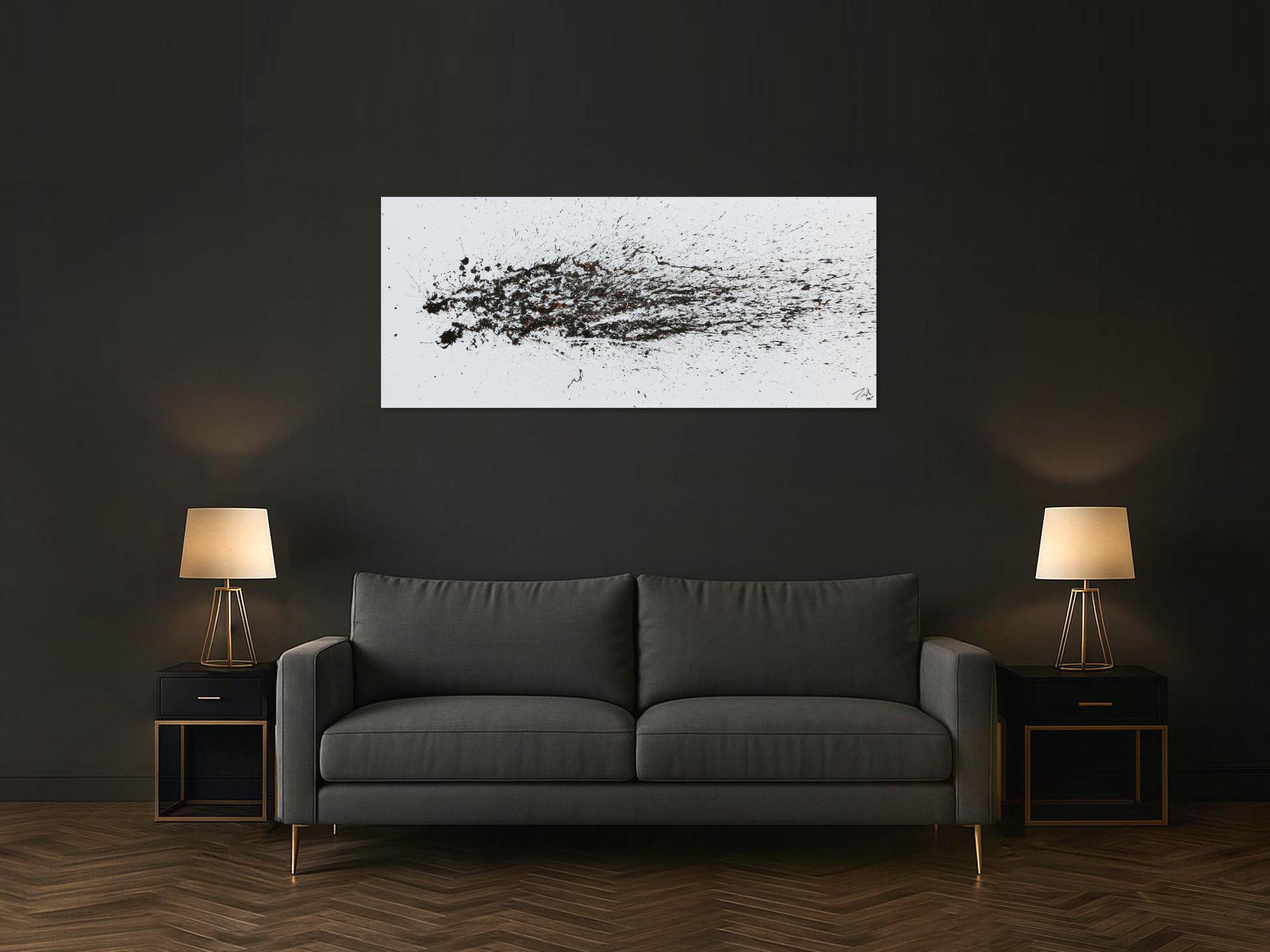 Schlichtes Acrylbild abstrakt modern weiß braun