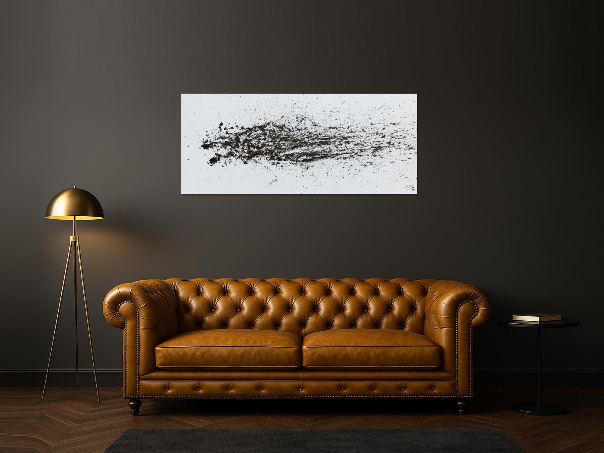 Schlichtes Acrylbild abstrakt modern weiß braun