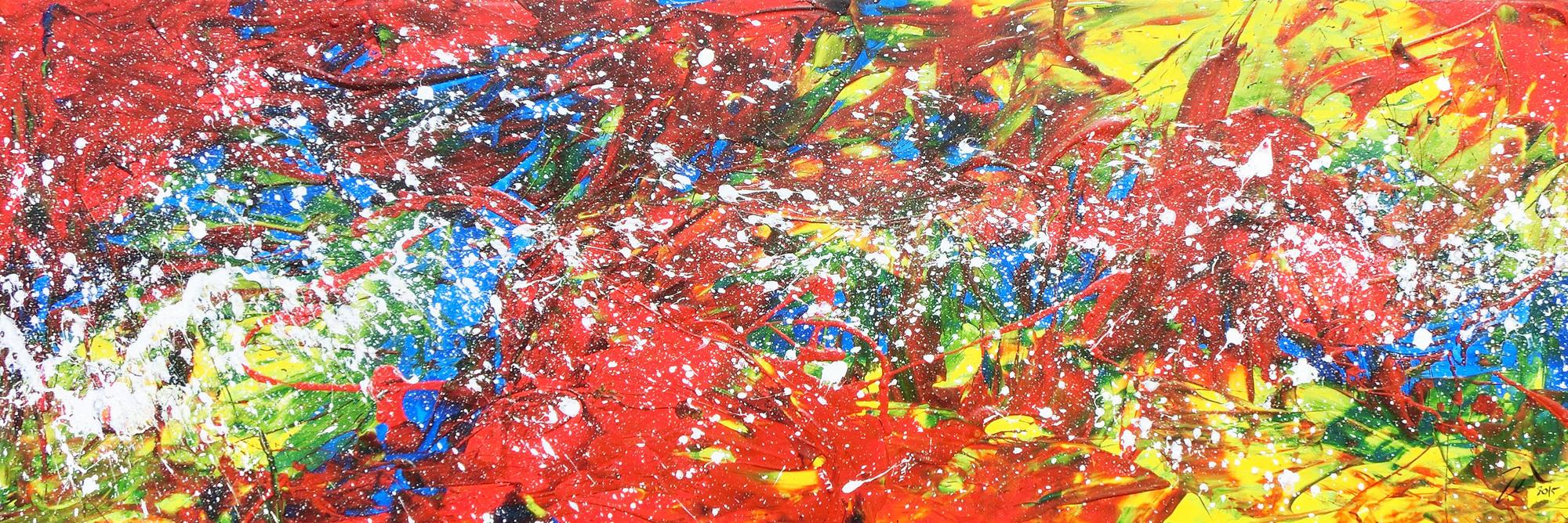 Abstraktes Acrylbild bunt modern viele Farben