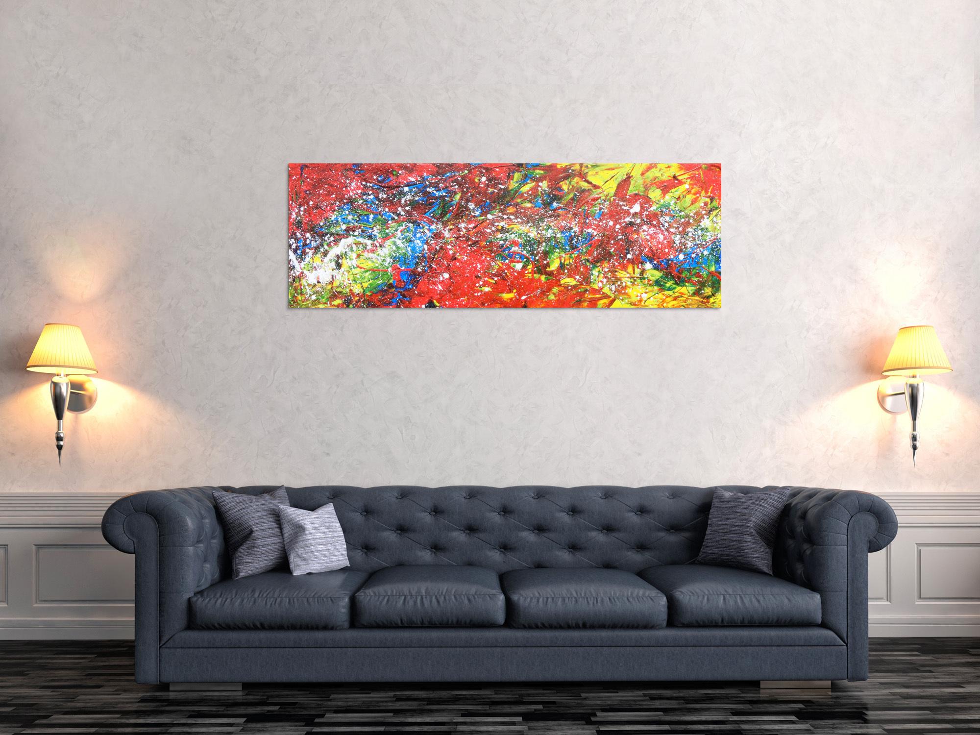 Abstraktes Acrylbild bunt modern viele Farben