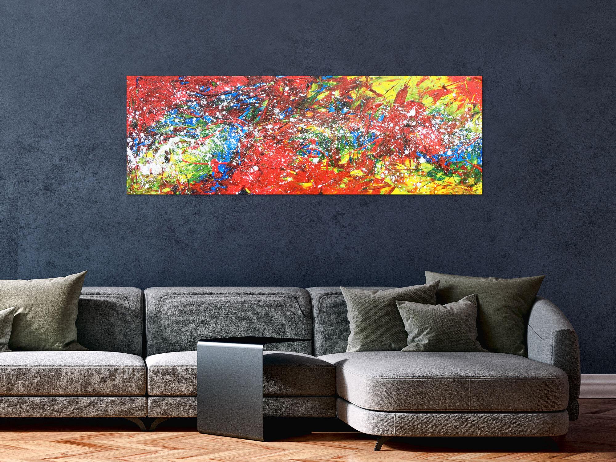 Abstraktes Acrylbild bunt modern viele Farben