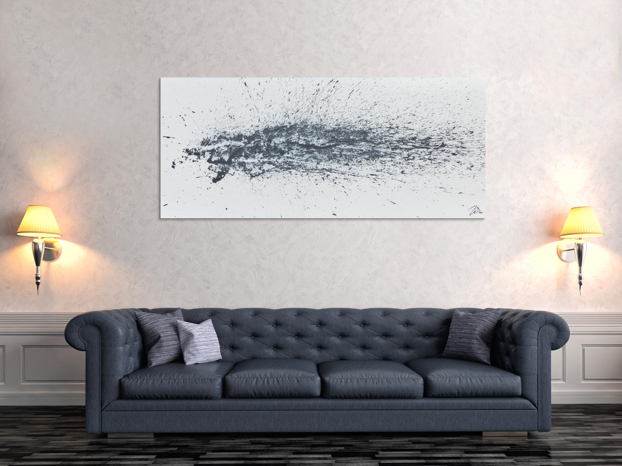 Modernes Acrylbild abstrakt schlicht weiß grau