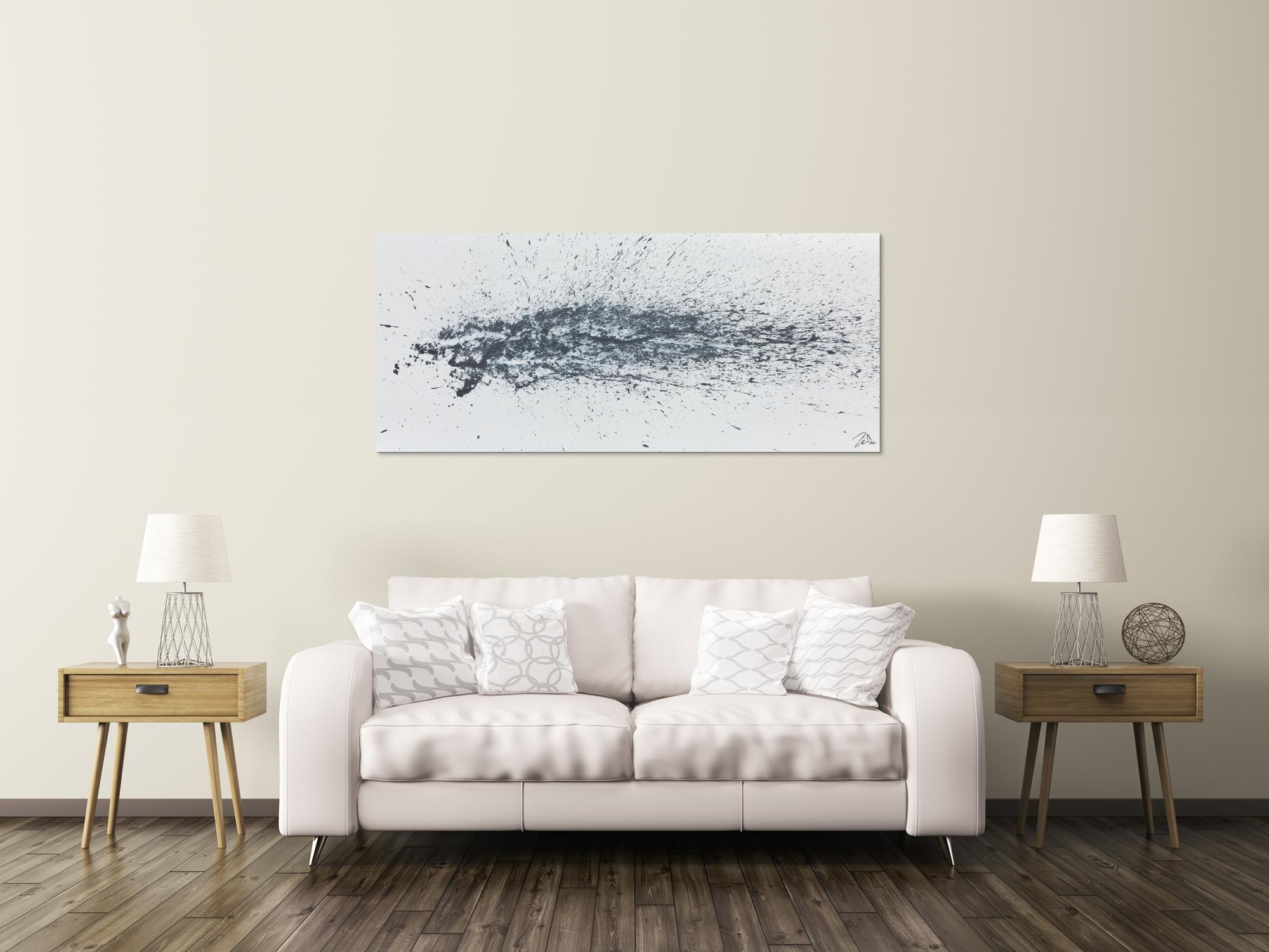 Modernes Acrylbild abstrakt schlicht weiß grau