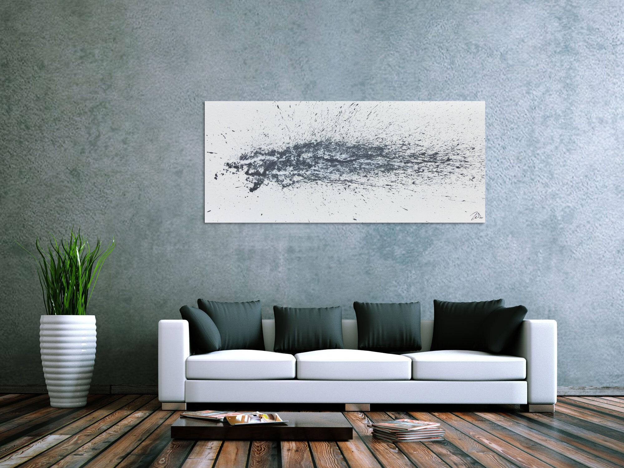 Modernes Acrylbild abstrakt schlicht weiß grau