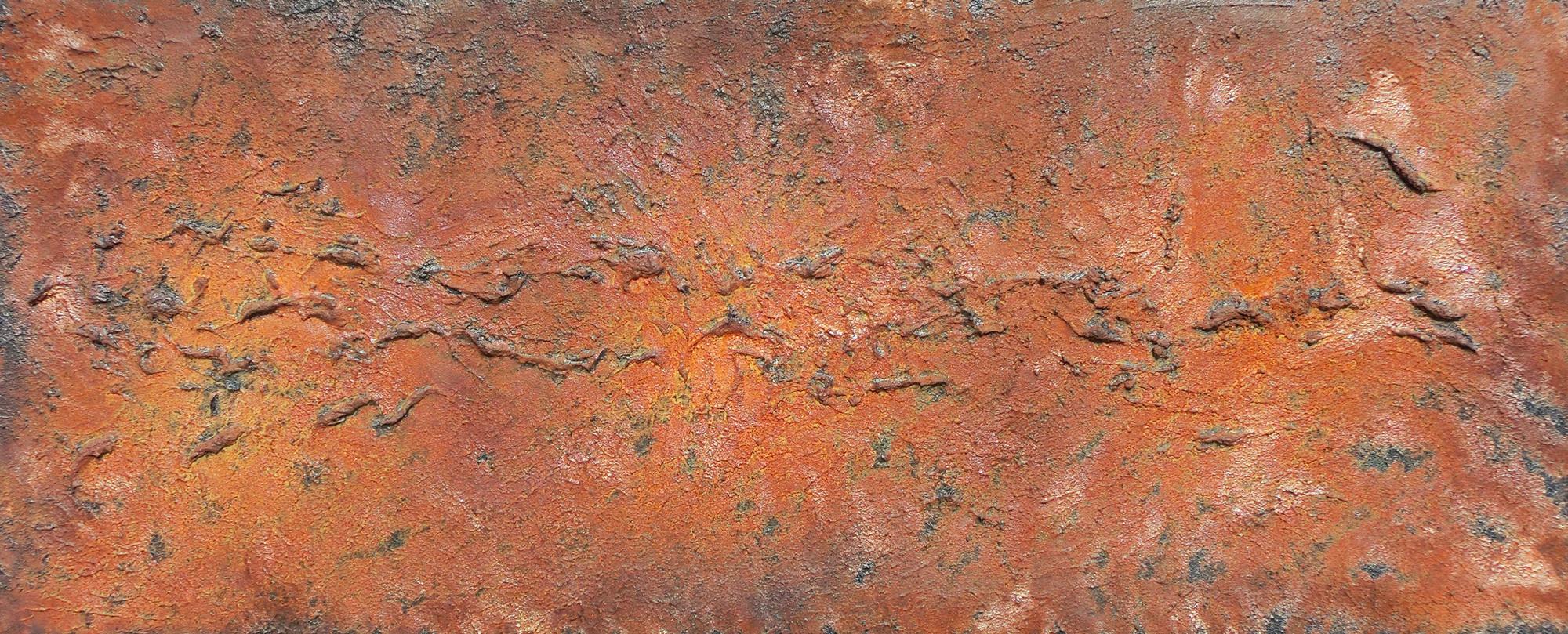 Abstraktes Acrylbild aus echtem Rost modern Kunst aus Rost