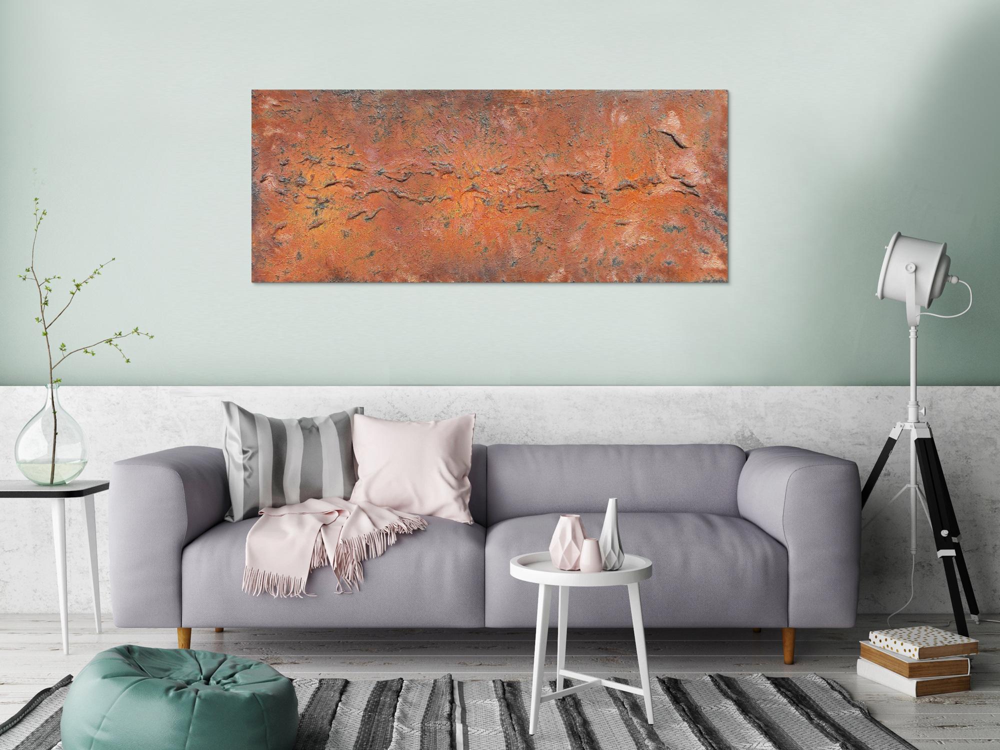 Abstraktes Acrylbild aus echtem Rost modern Kunst aus Rost