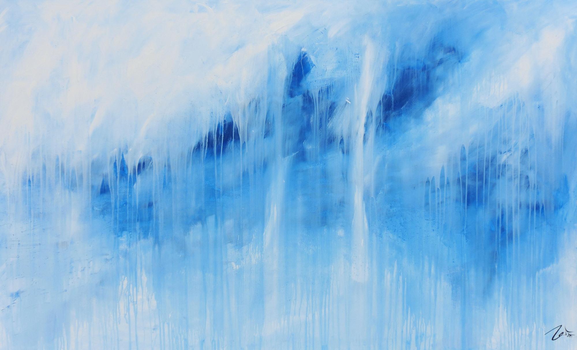 Schlichtes Acrylbild blau weiß modern abstrakt