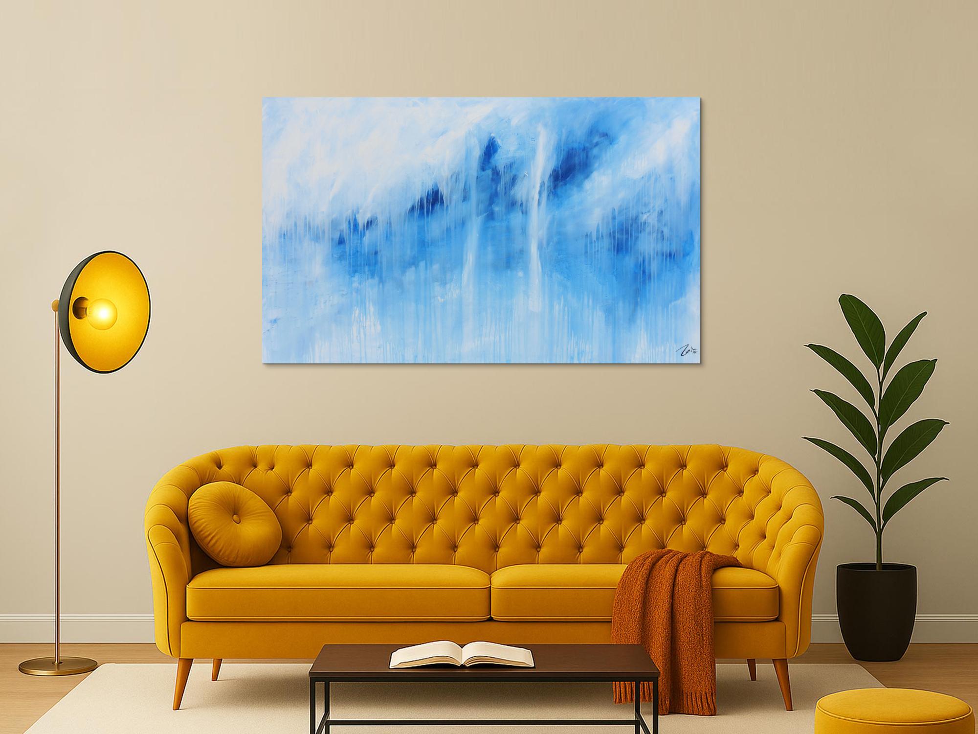 Schlichtes Acrylbild blau weiß modern abstrakt