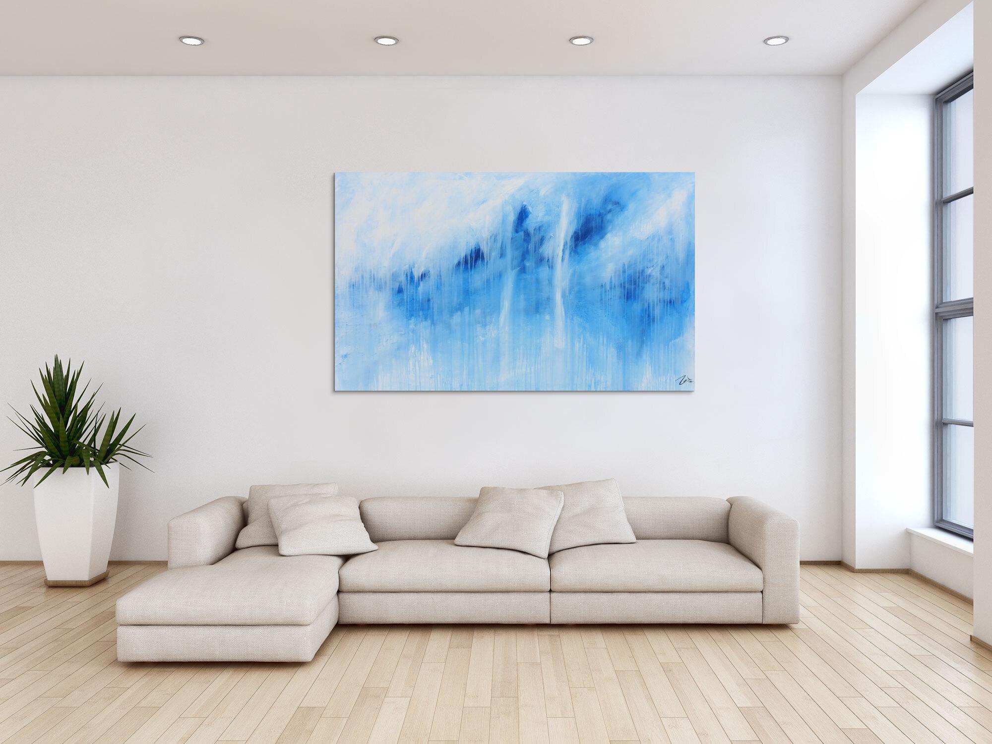 Schlichtes Acrylbild blau weiß modern abstrakt