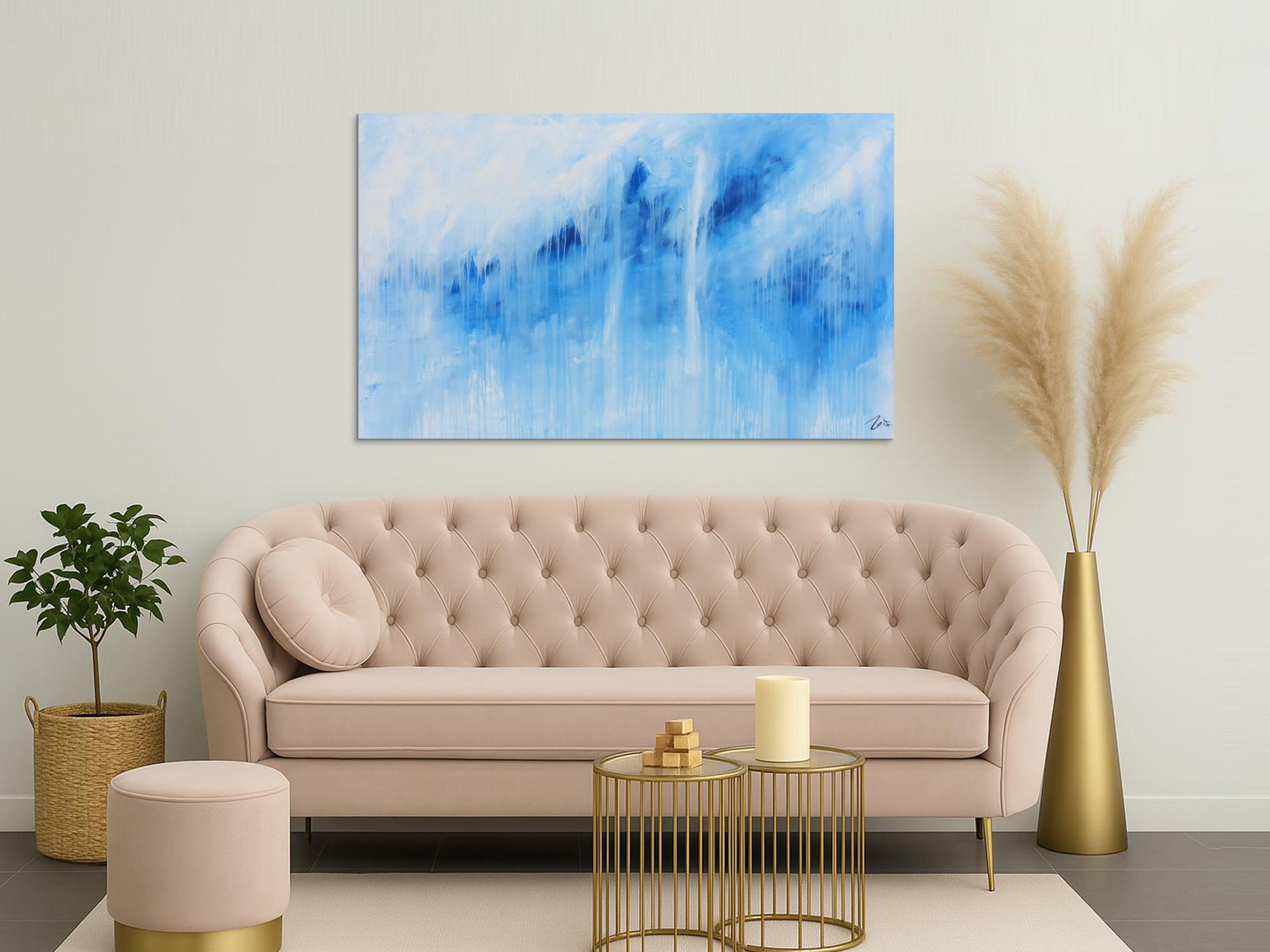 Schlichtes Acrylbild blau weiß modern abstrakt