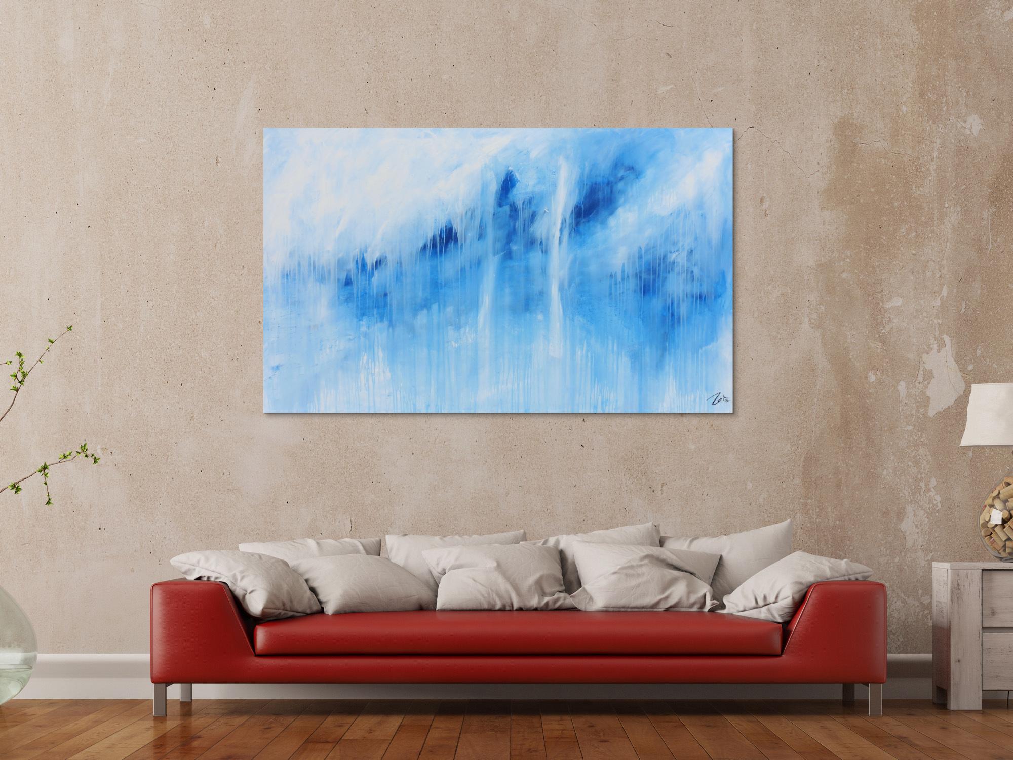 Schlichtes Acrylbild blau weiß modern abstrakt