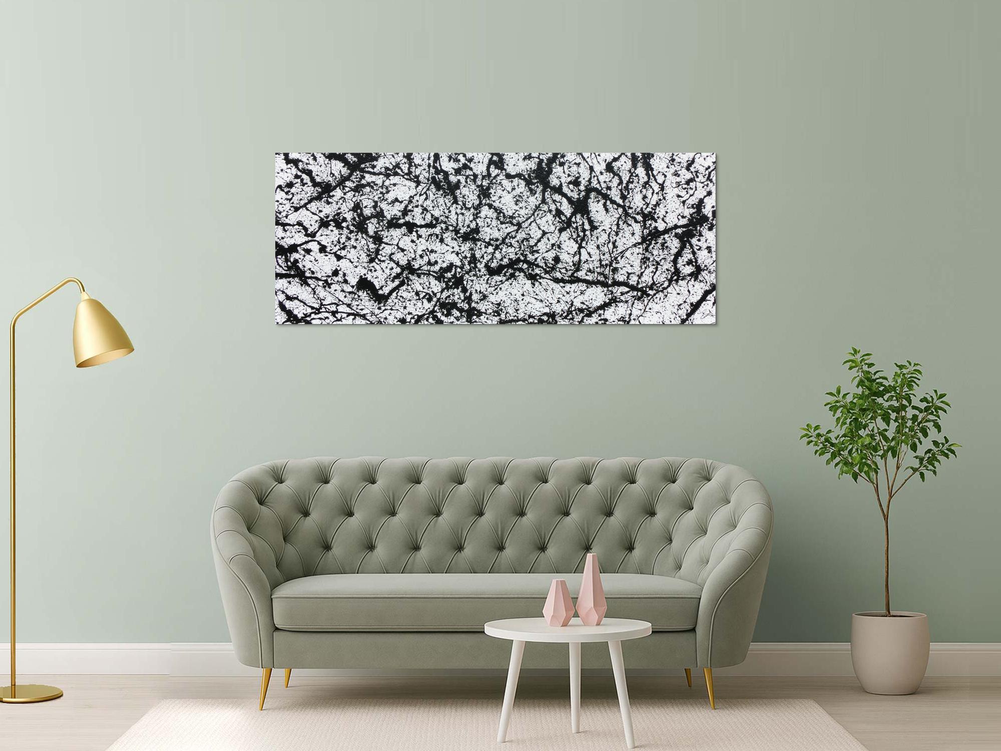 Abstraktes Acrylbild modern schlicht schwarz weiß