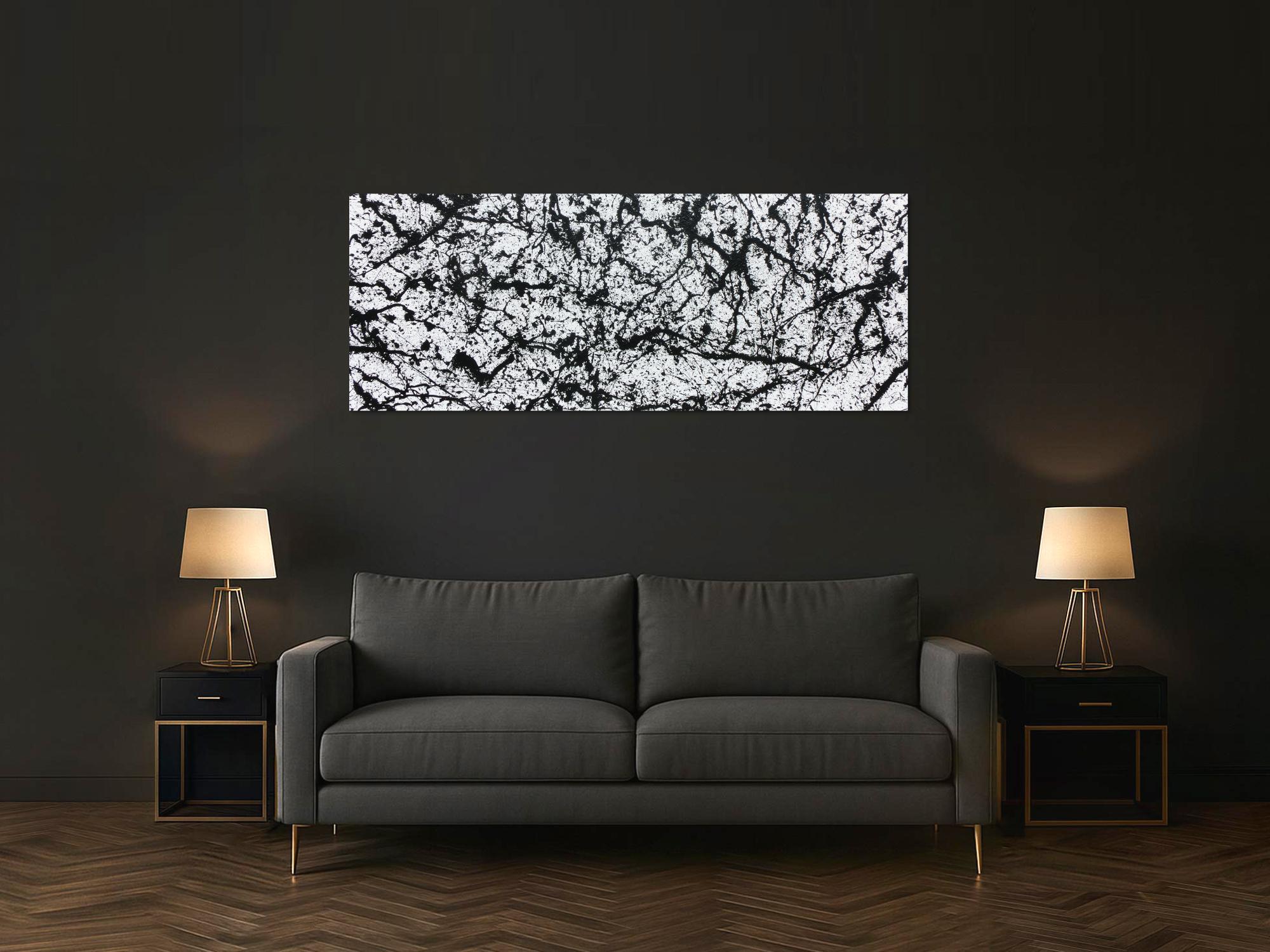 Abstraktes Acrylbild modern schlicht schwarz weiß