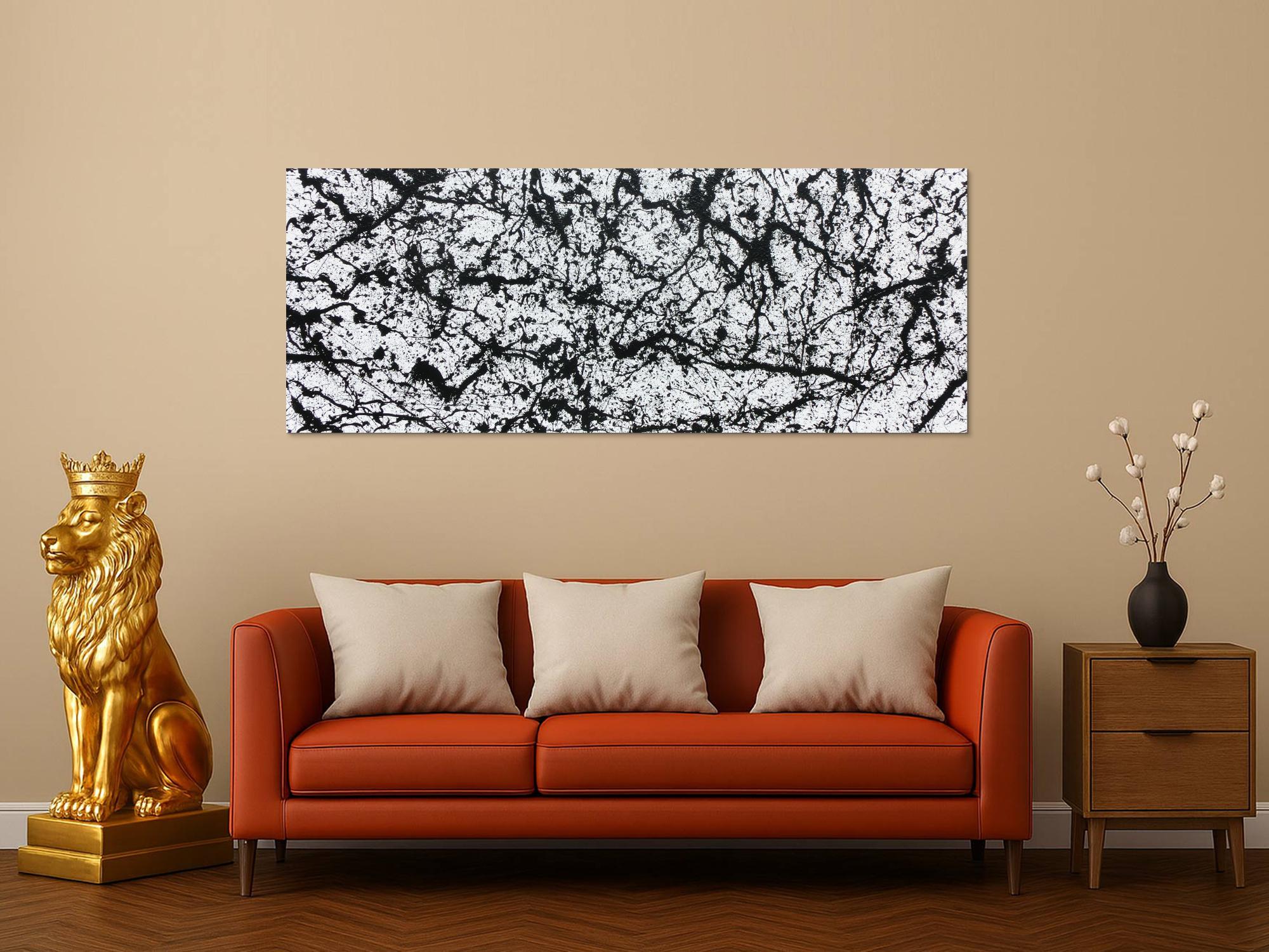 Abstraktes Acrylbild modern schlicht schwarz weiß