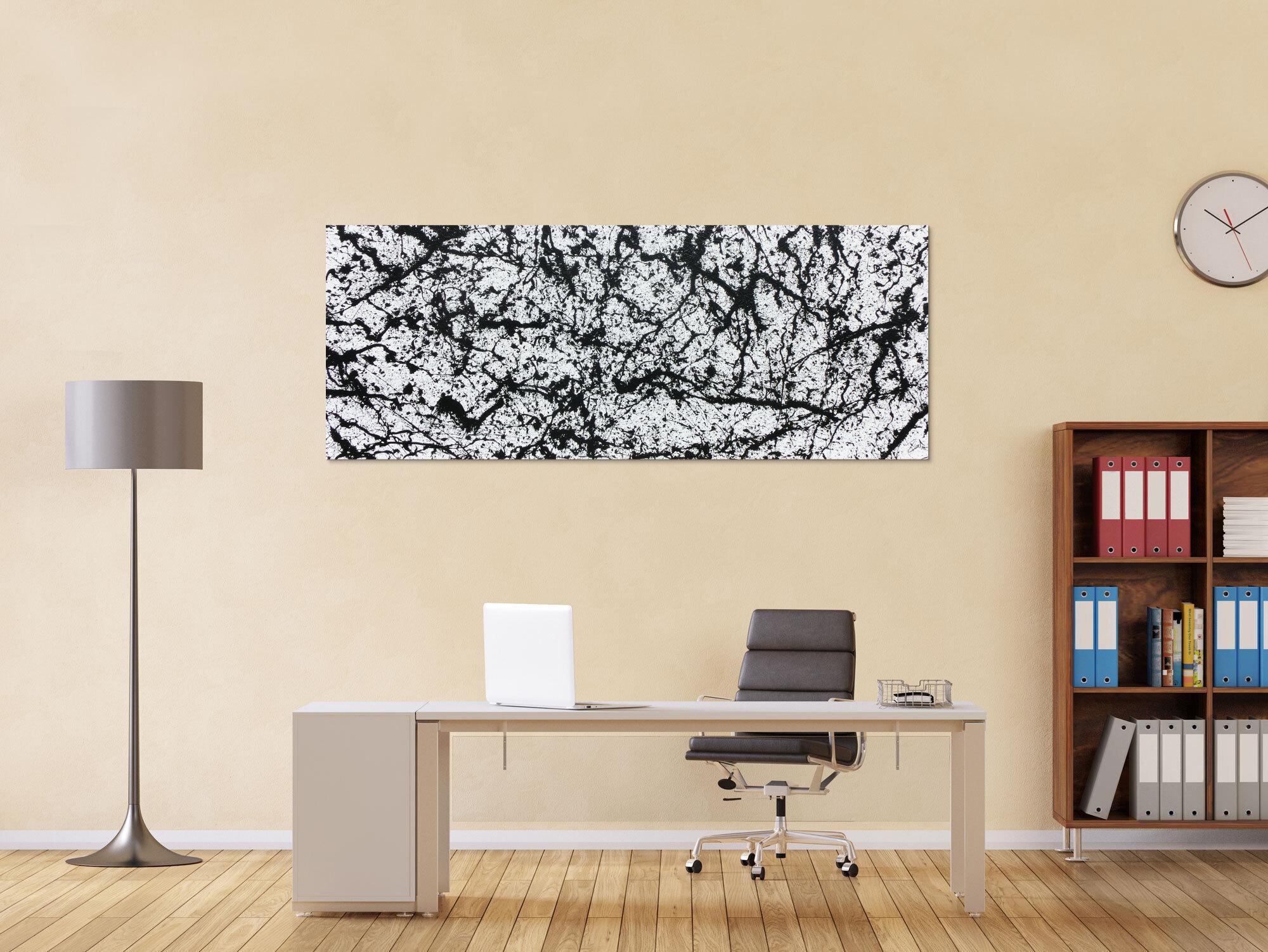 Abstraktes Acrylbild modern schlicht schwarz weiß