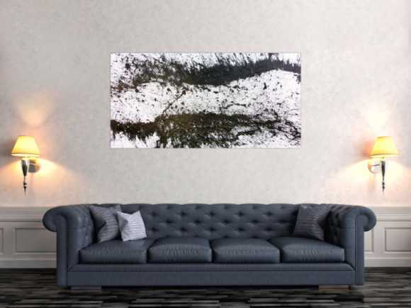 Modernes Acrylgemälde schwarz weiß abstrakt