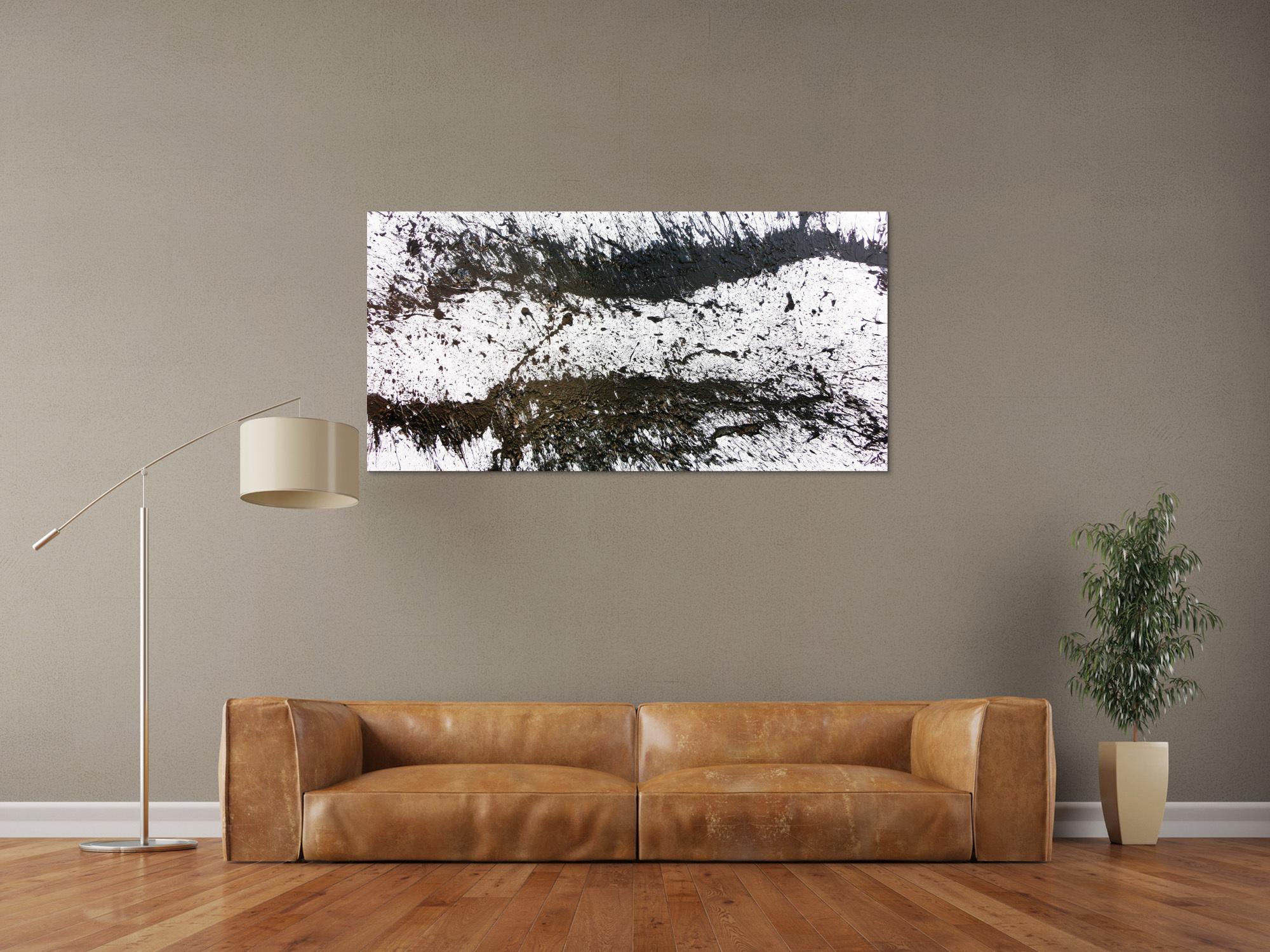 Modernes Acrylgemälde schwarz weiß abstrakt