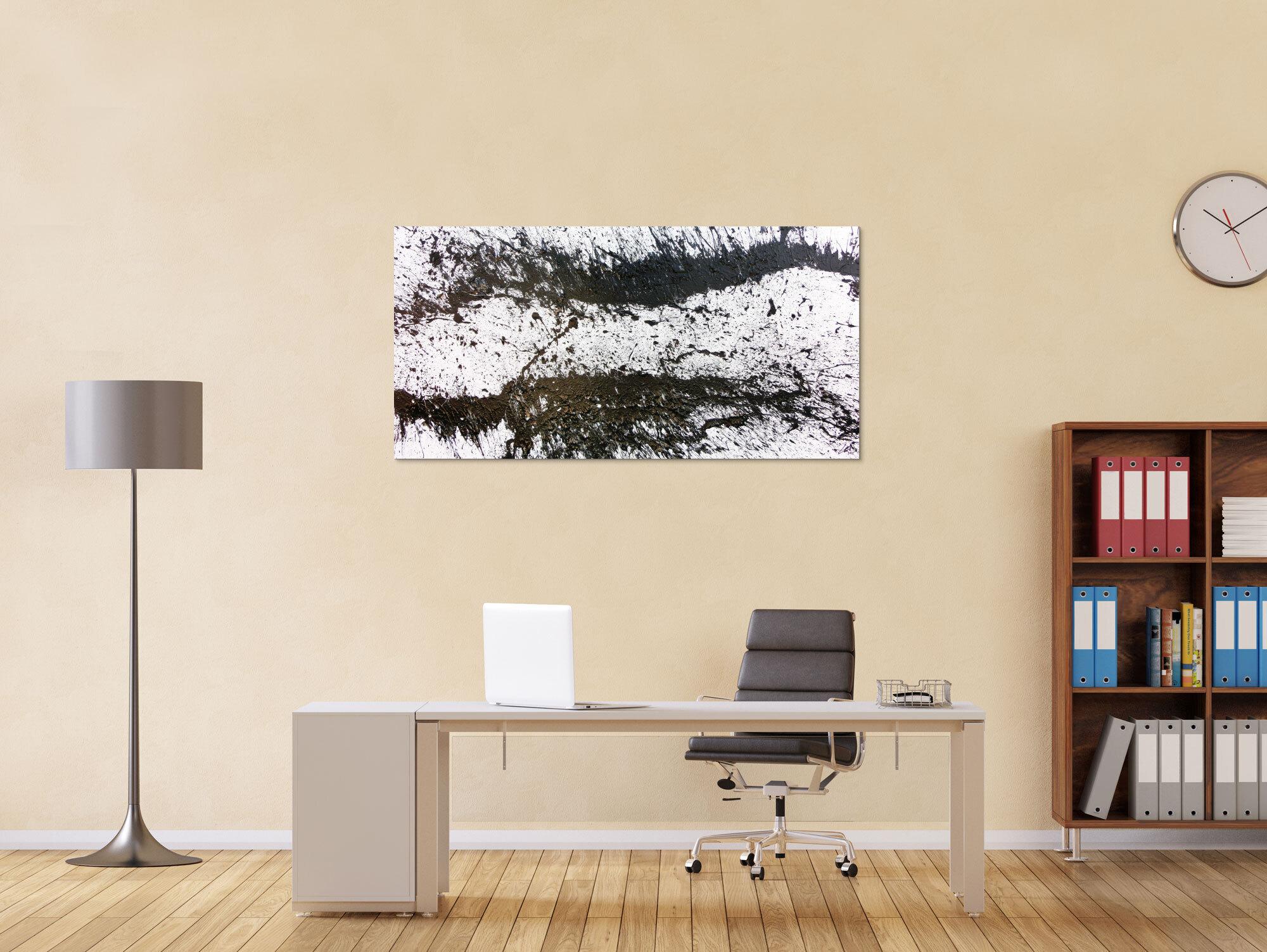 Modernes Acrylgemälde schwarz weiß abstrakt