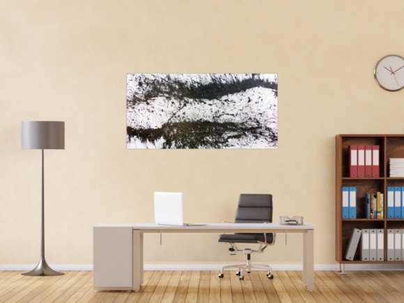Modernes Acrylgemälde schwarz weiß abstrakt