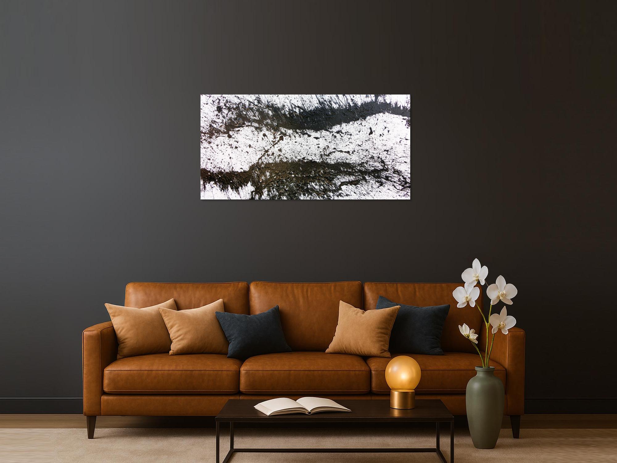 Modernes Acrylgemälde schwarz weiß abstrakt